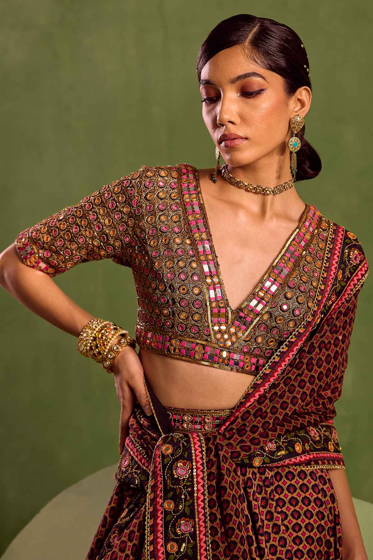 Black Mirror Work Lehenga Set