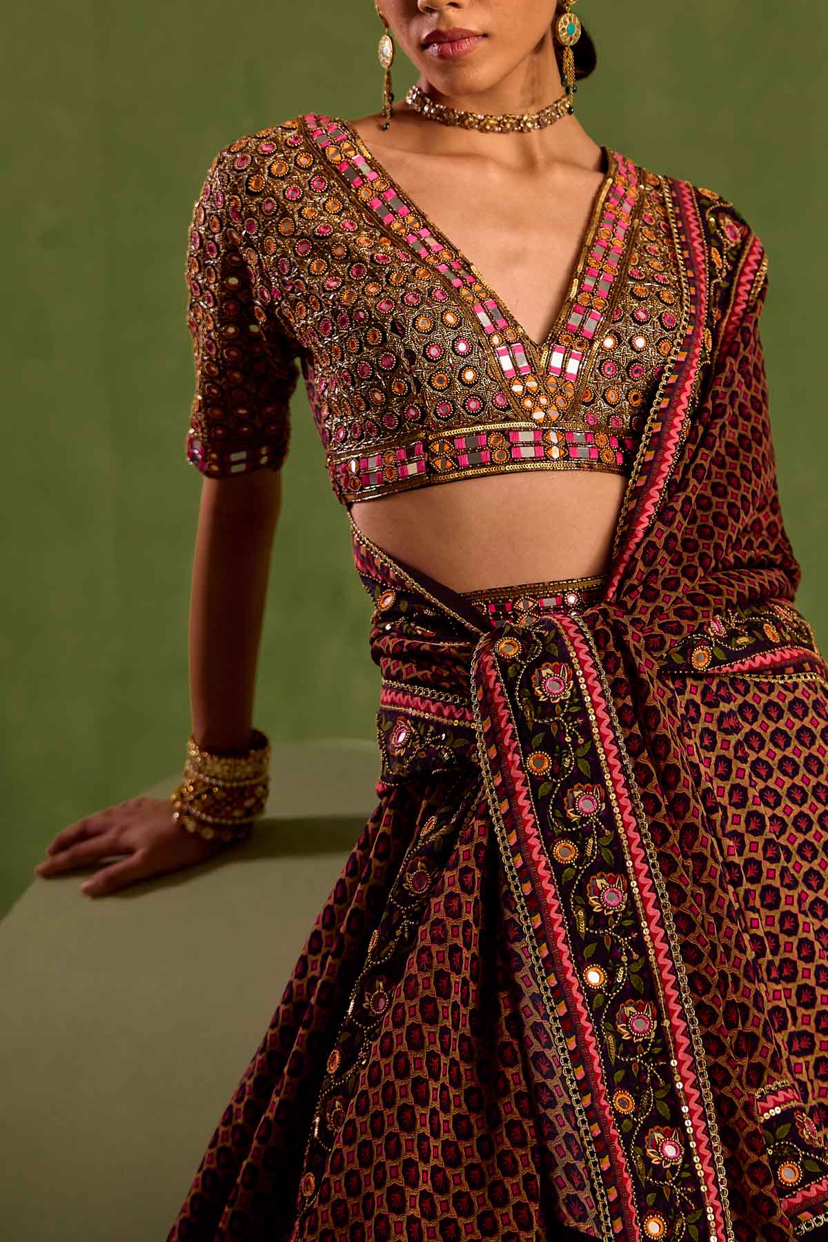 Black Mirror Work Lehenga Set