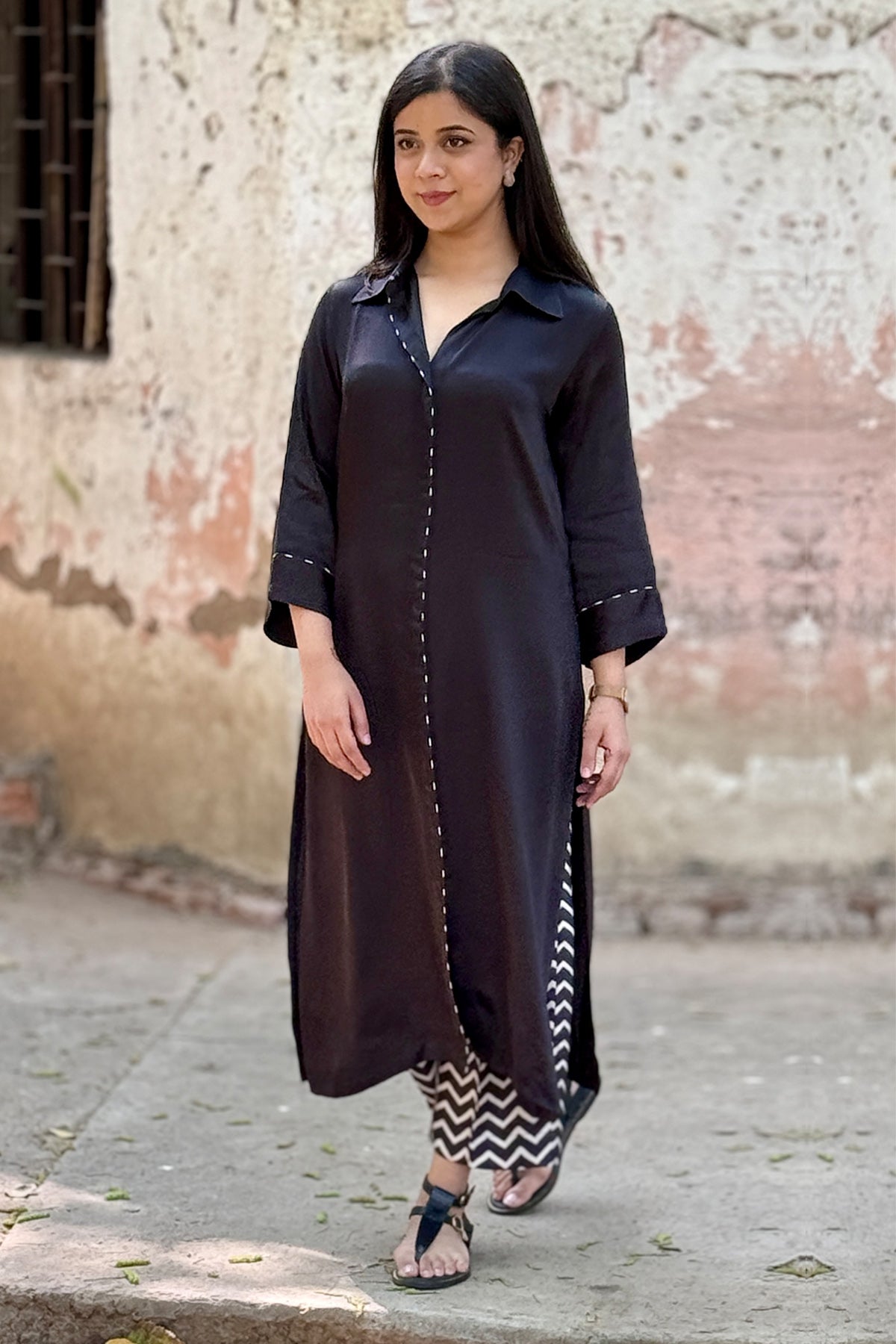 Black Modal Long Kurta & Pants
