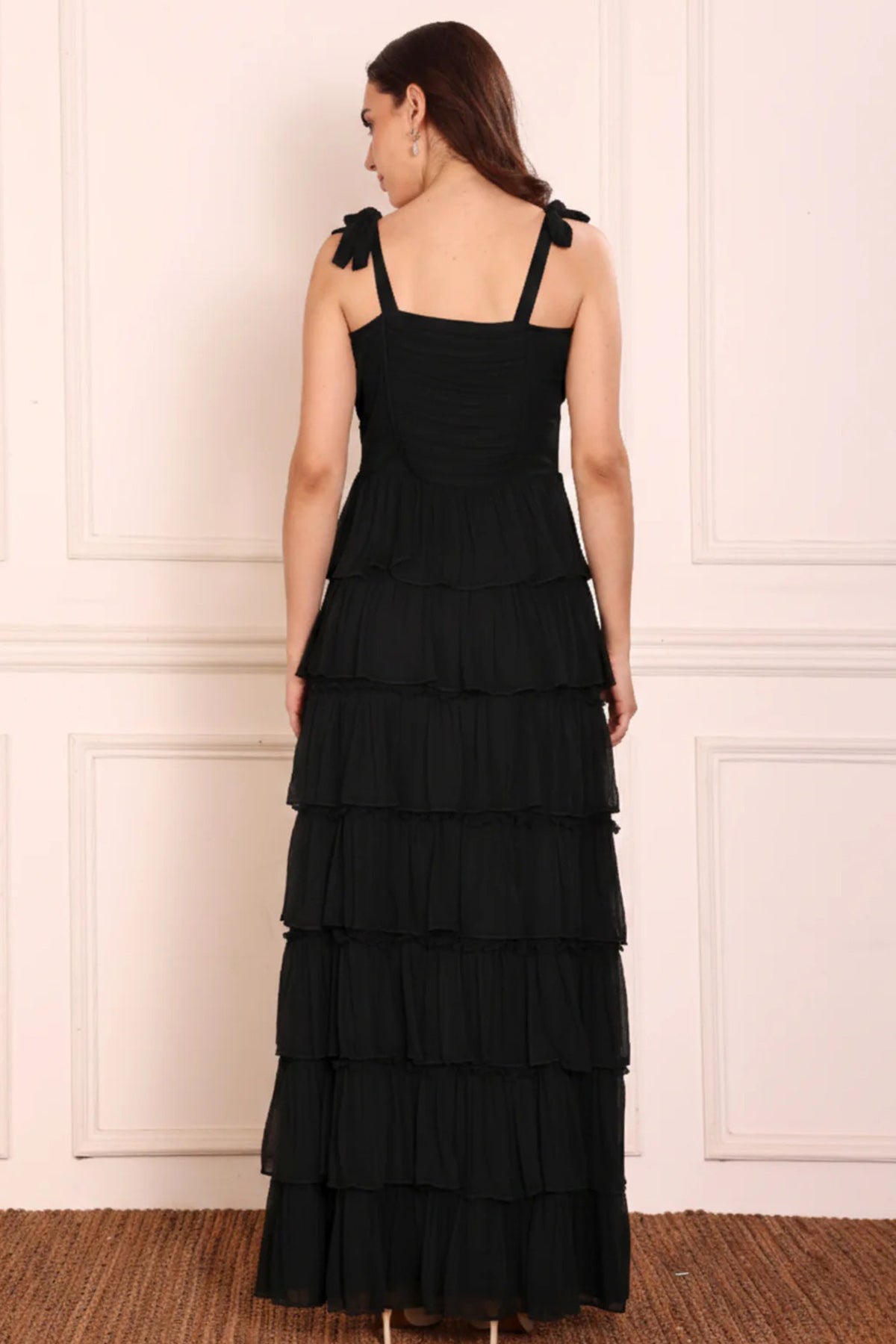 Black Multiple Tier Maxi Dress