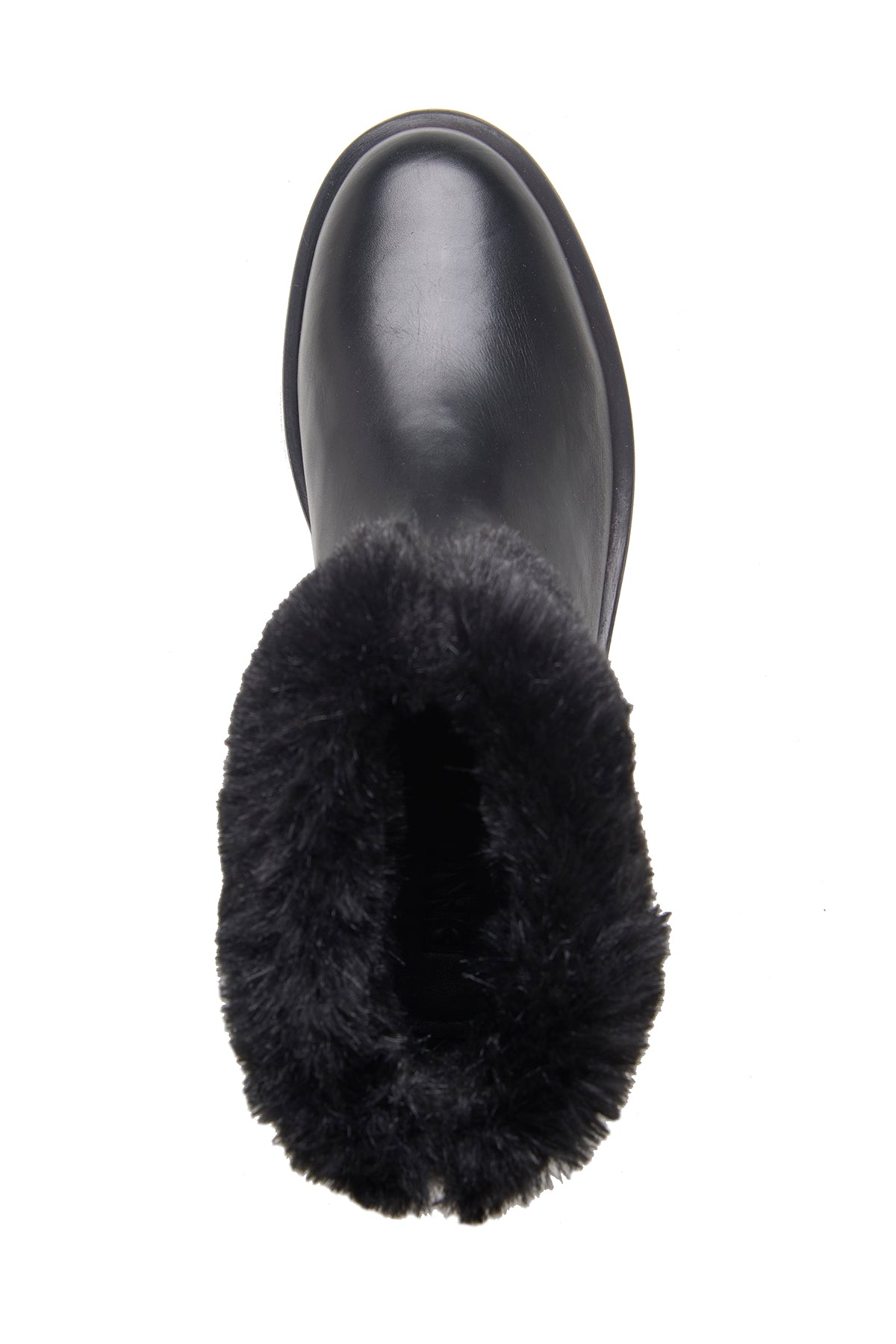 Black Nappa Leather Fur Boots