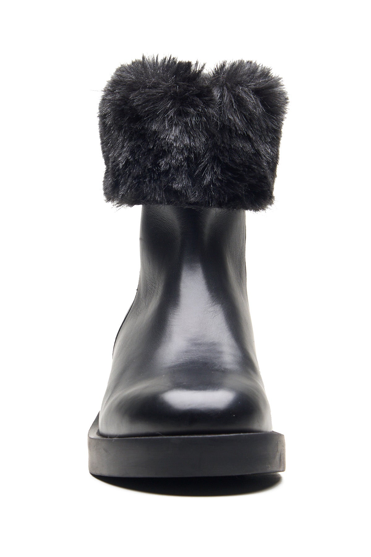 Black Nappa Leather Fur Boots