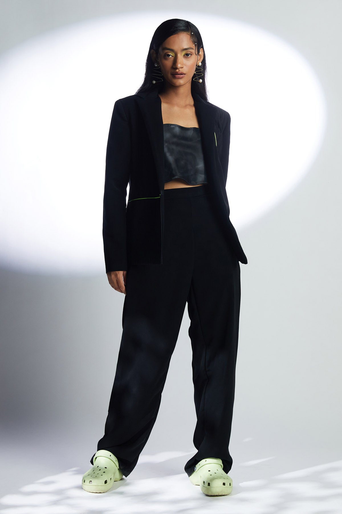 Black Neon Piping Blazer for women