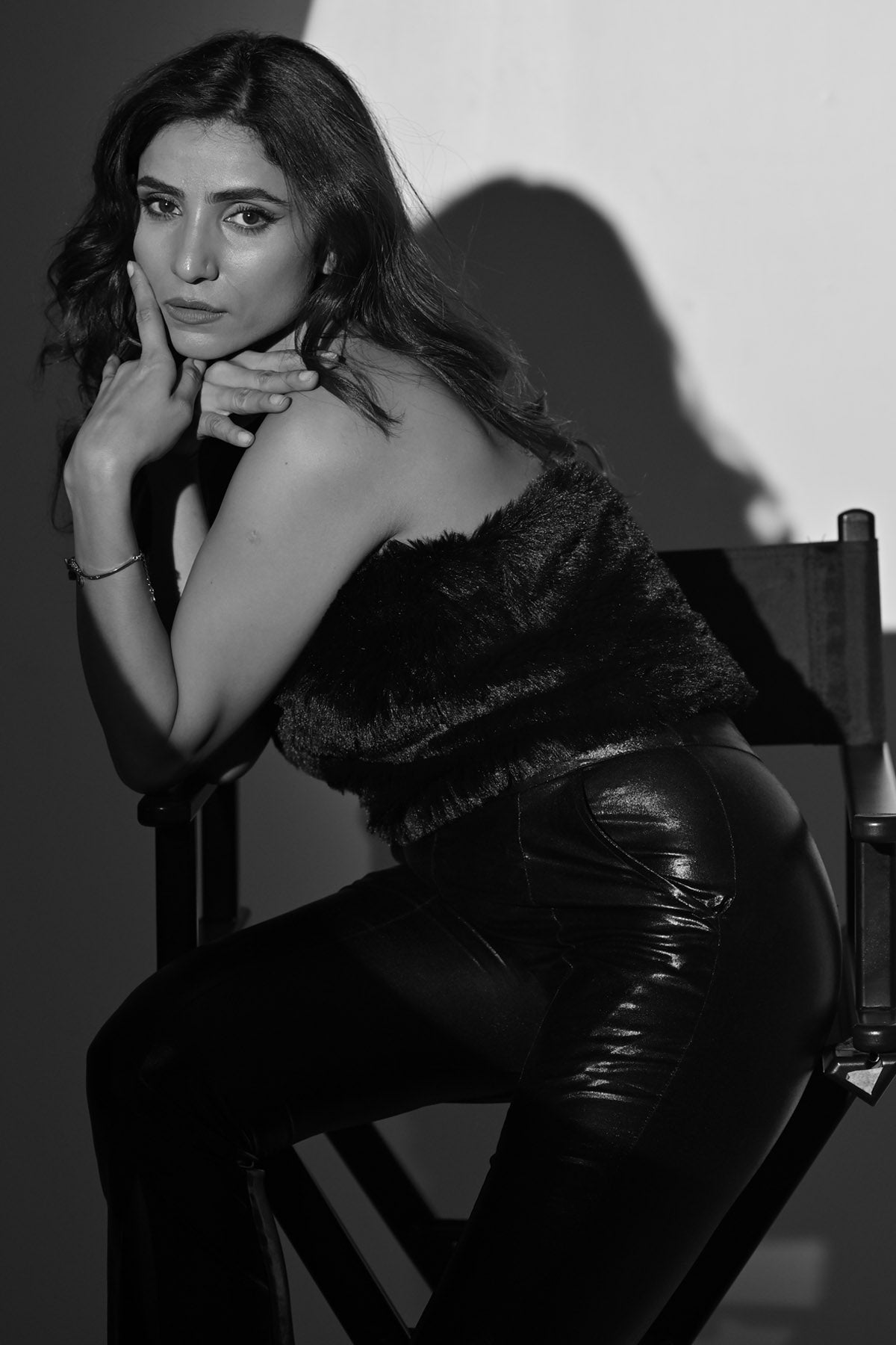 Black Off Shoulder Fur Jumpsuit