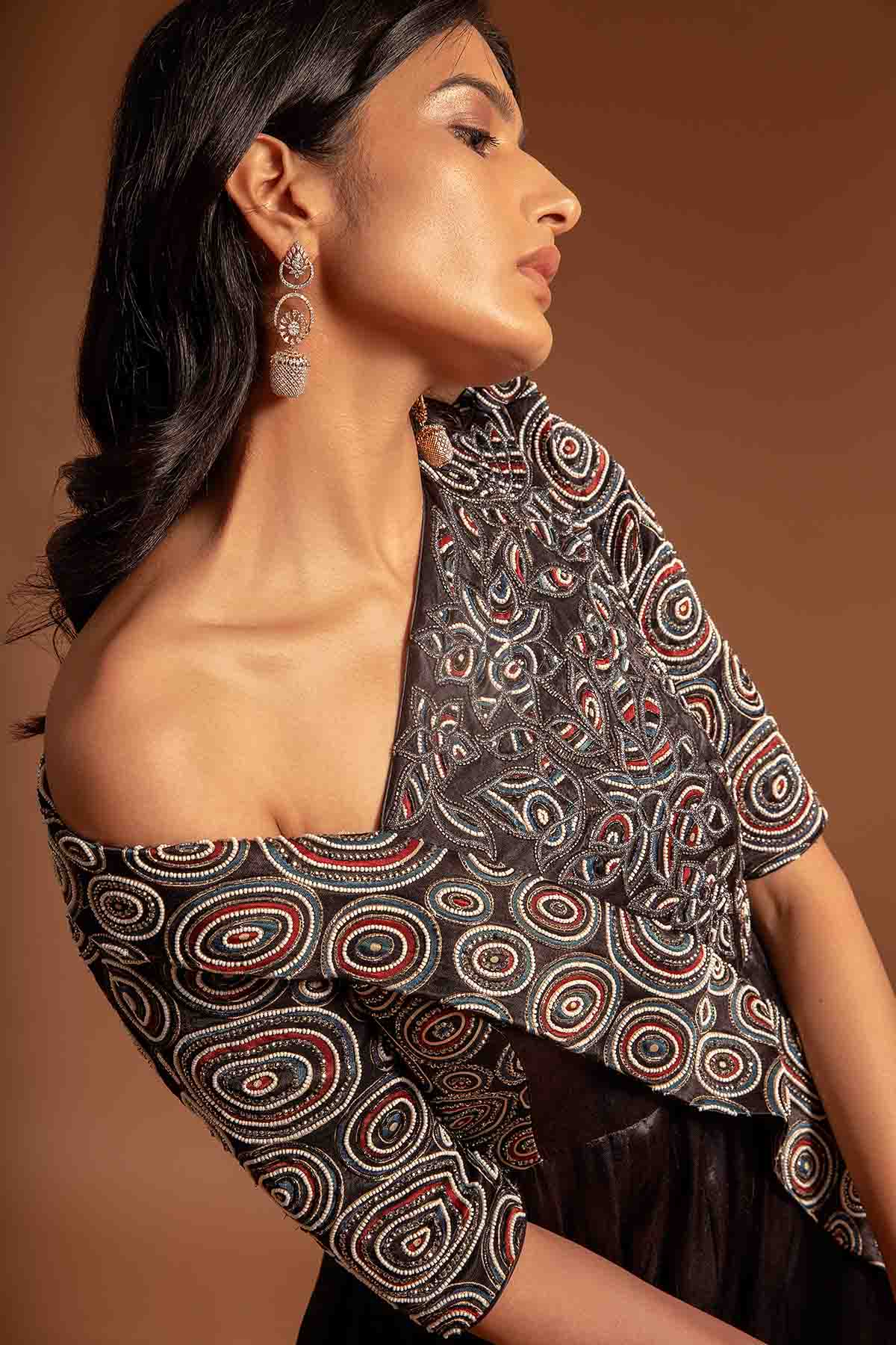 Black One Shoulder Anarkali