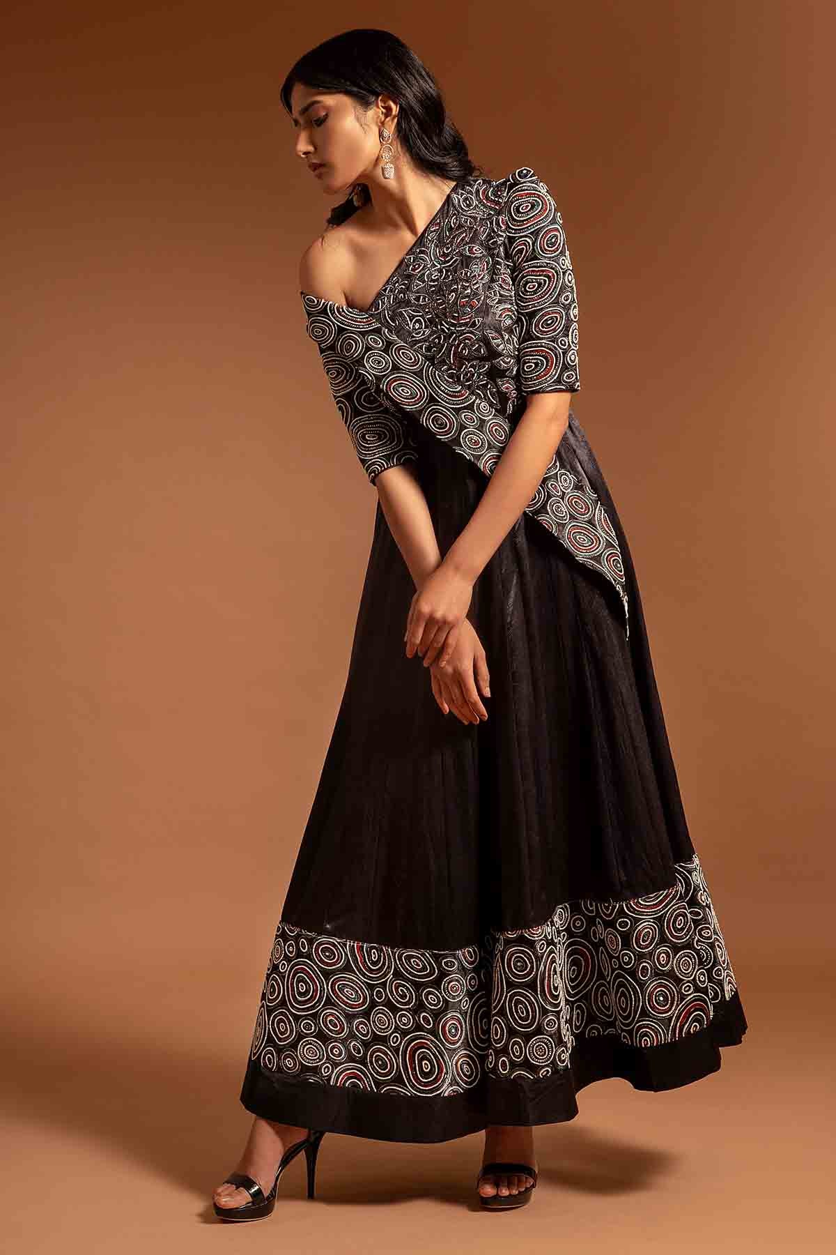 Black One Shoulder Anarkali