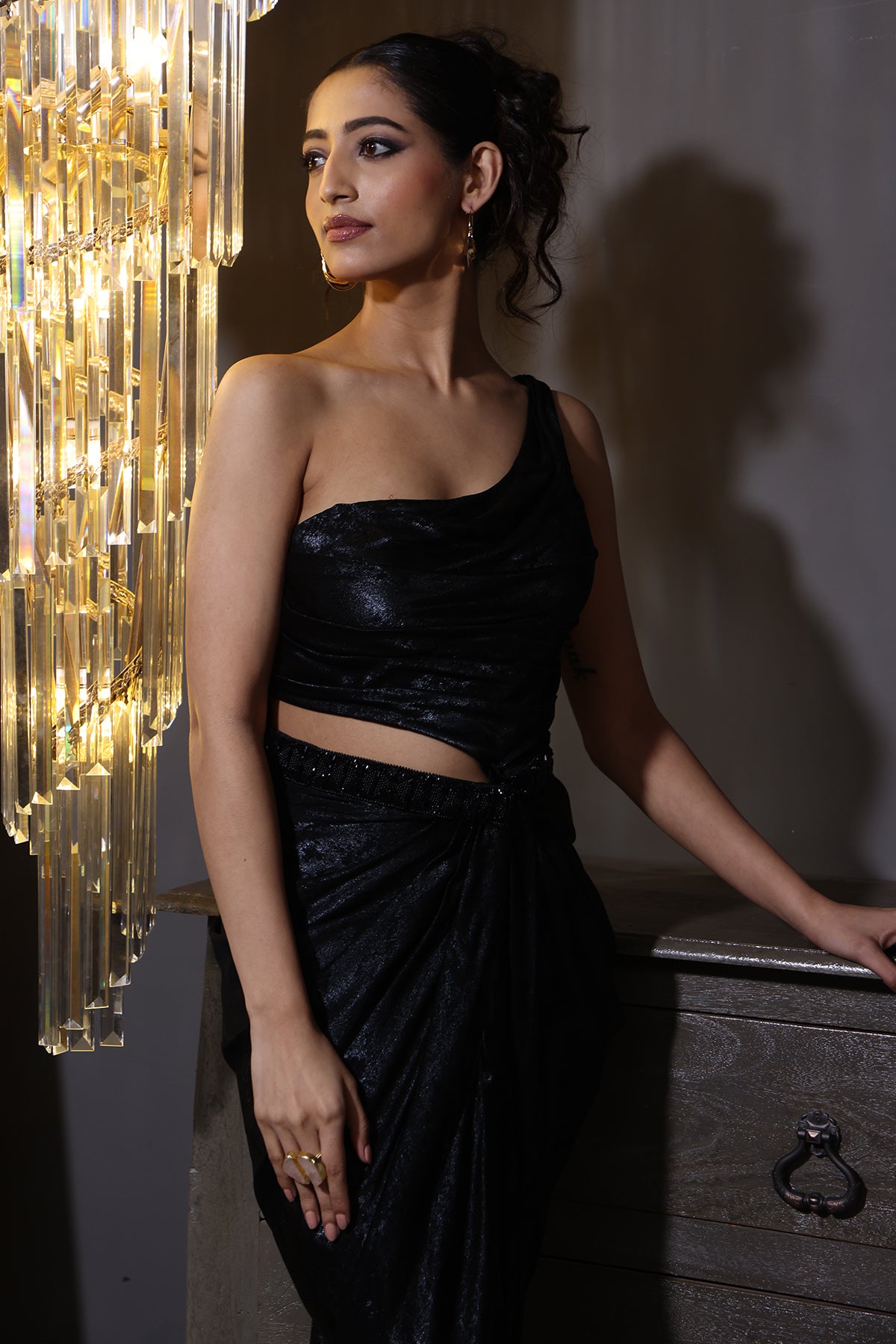 Black One Shoulder Maxi Dress