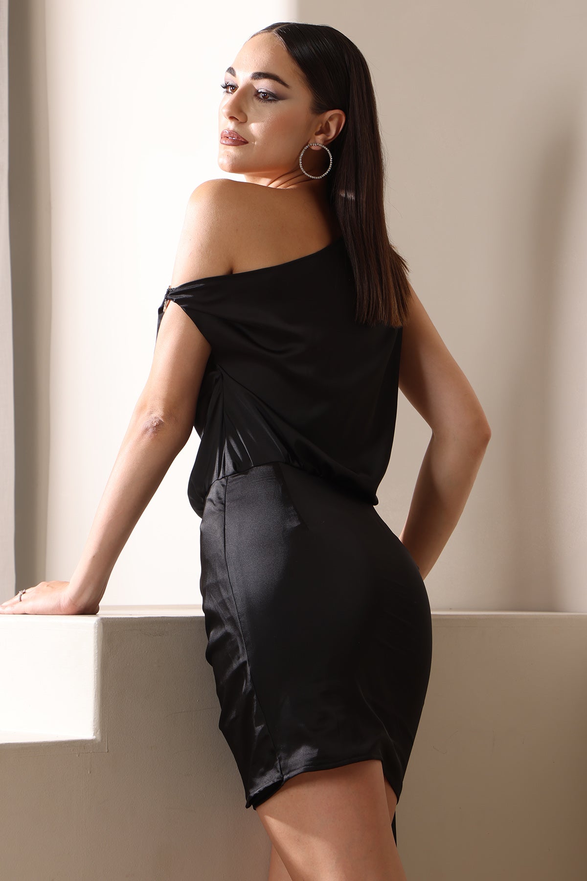 Black One Shoulder Mini Dress