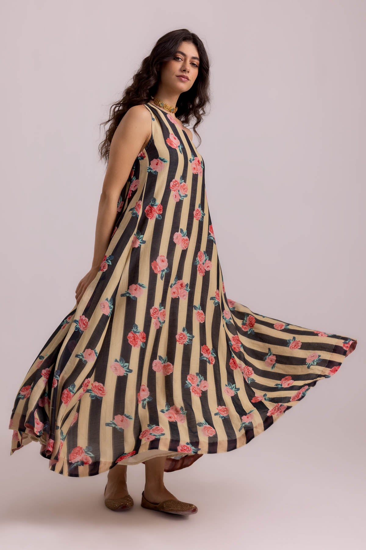 Black One Shoulder Print Dress