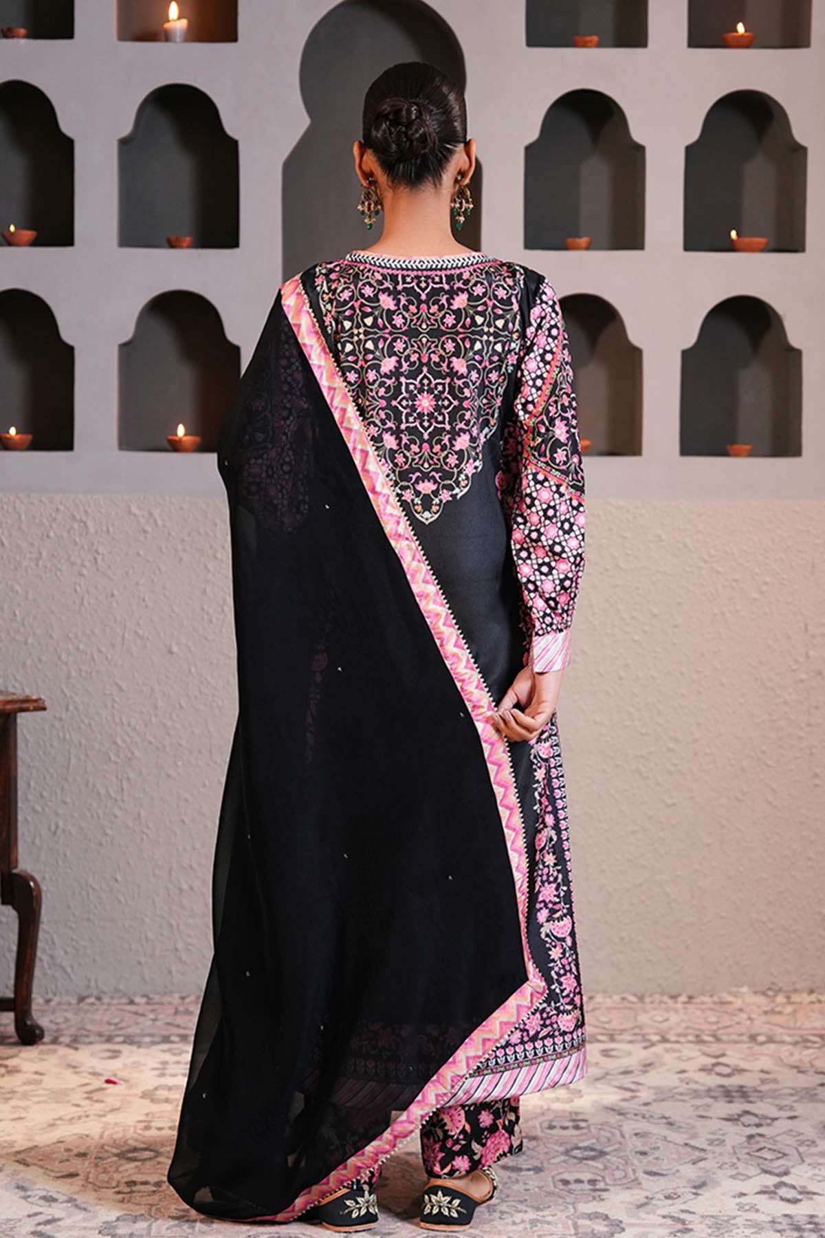 Buy Black Organza Sequins Dupatta by Ugna by Unnati for women online at ScrollnShops