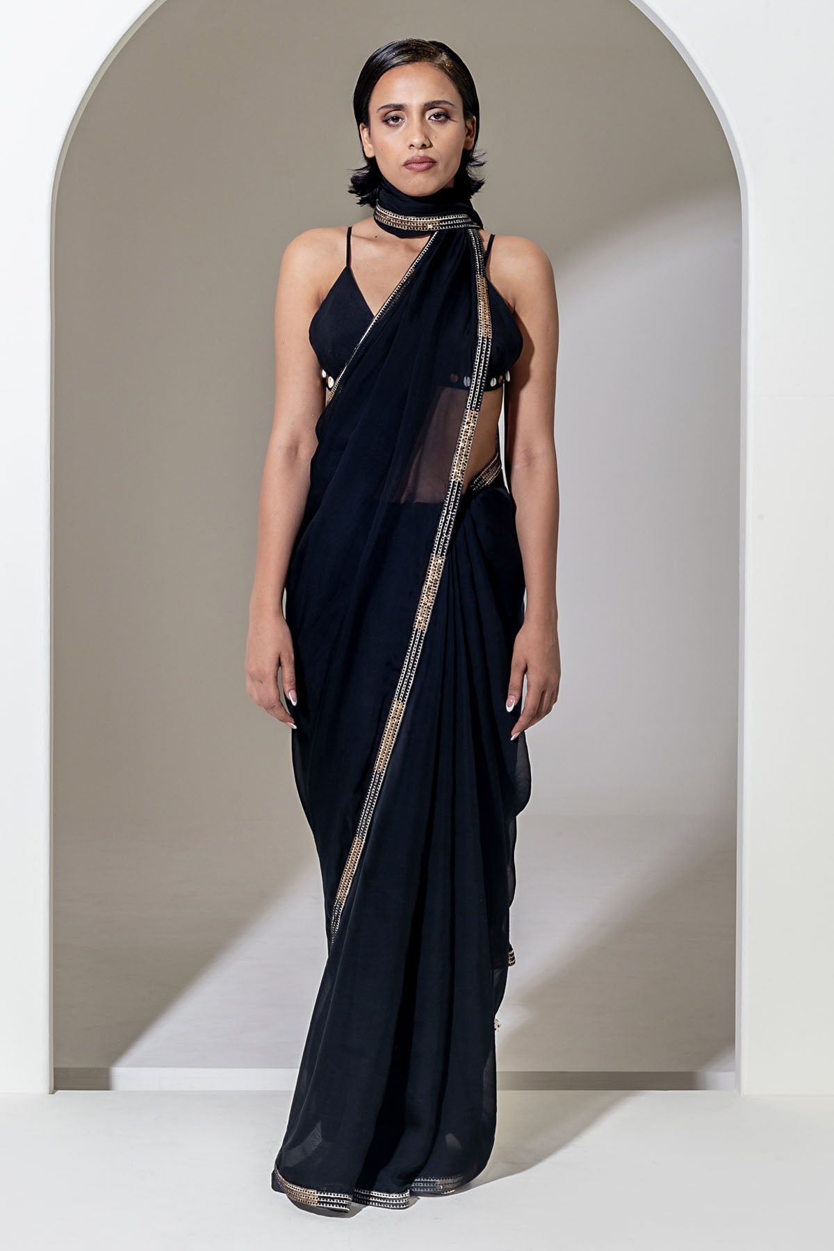 Designer Kusmi Midnight Mystery: Shimmering Sequin Saree For Women at ScrollnShops