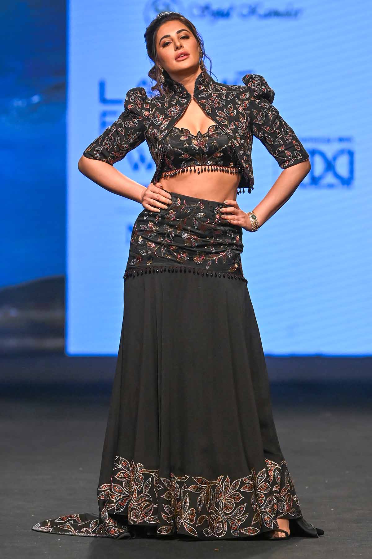 Black Patchwork Fishtail Skirt Set