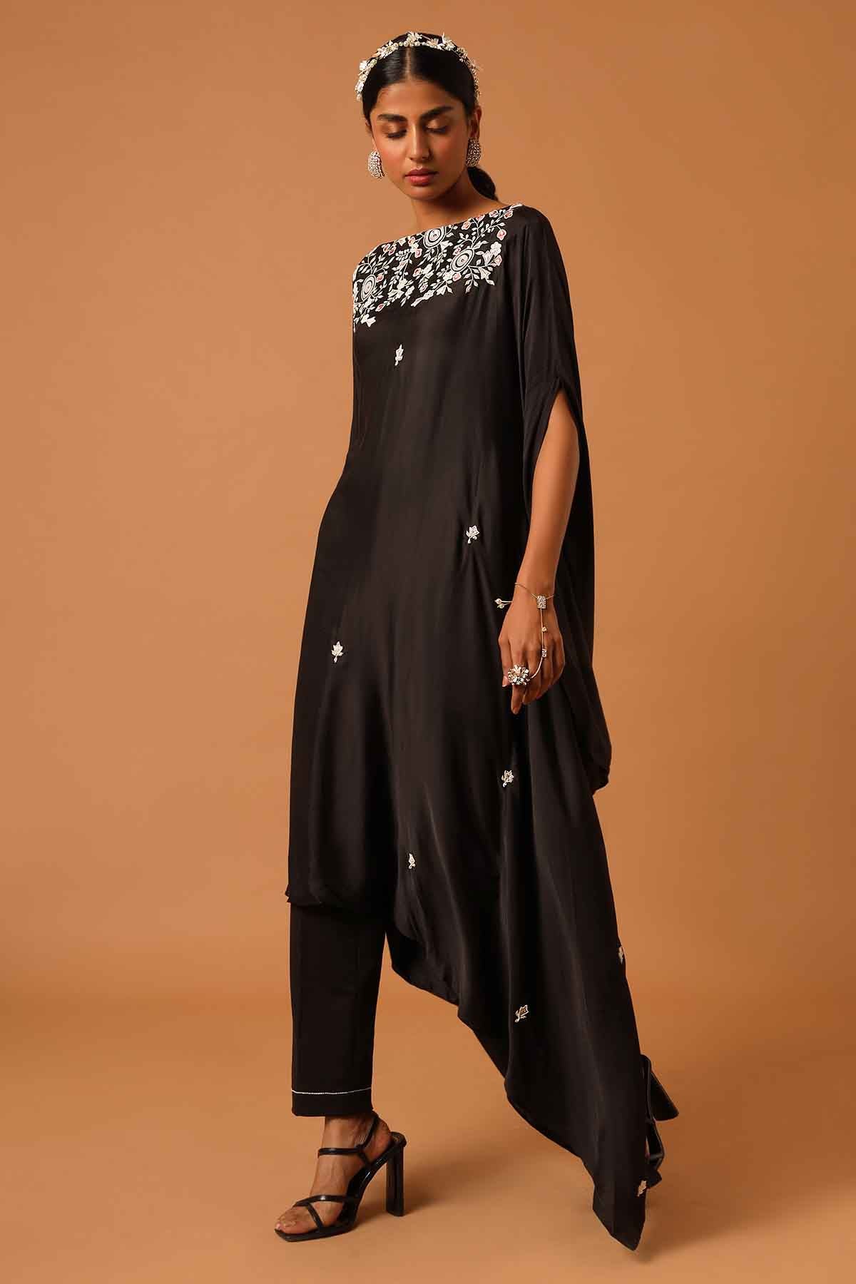 Black Patchwork Kaftan & Pants