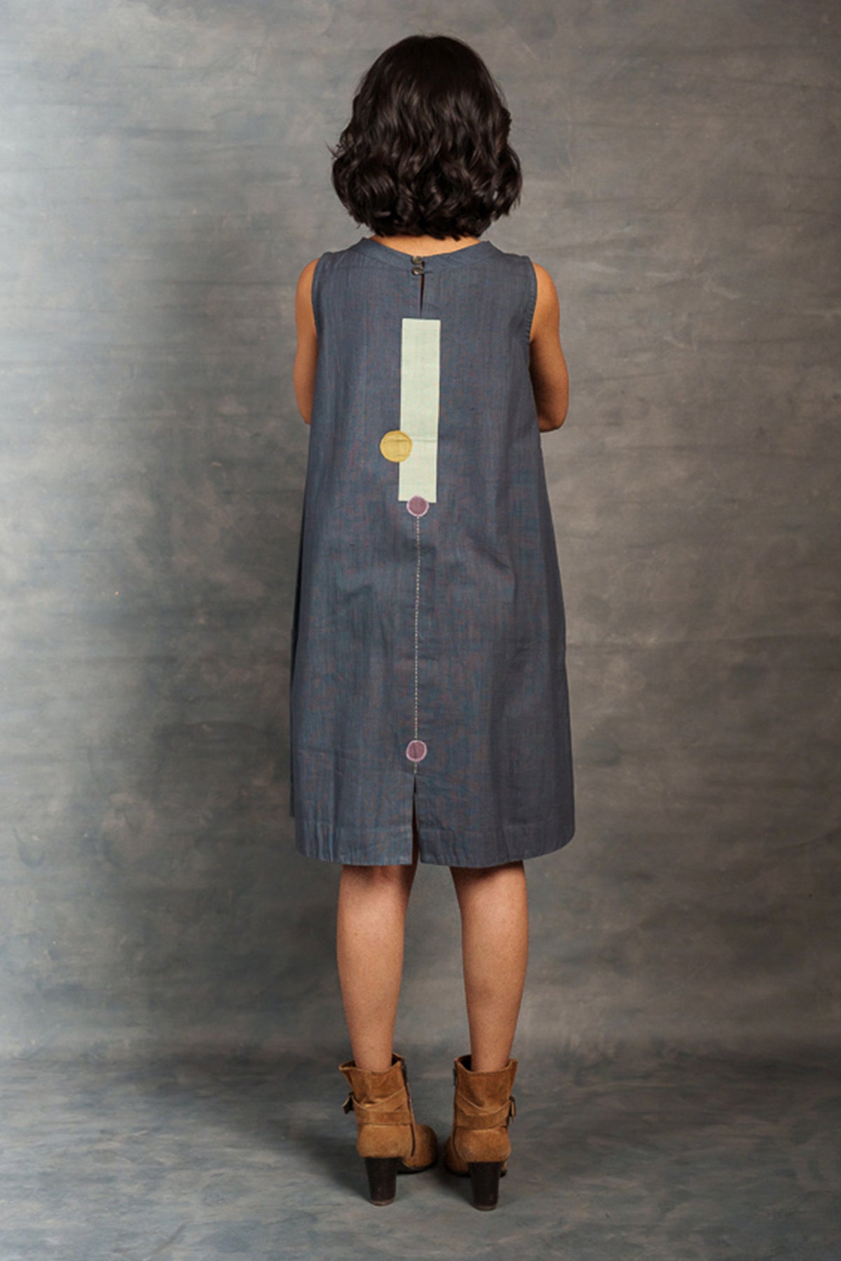 Black Patchwork Pocket Dress