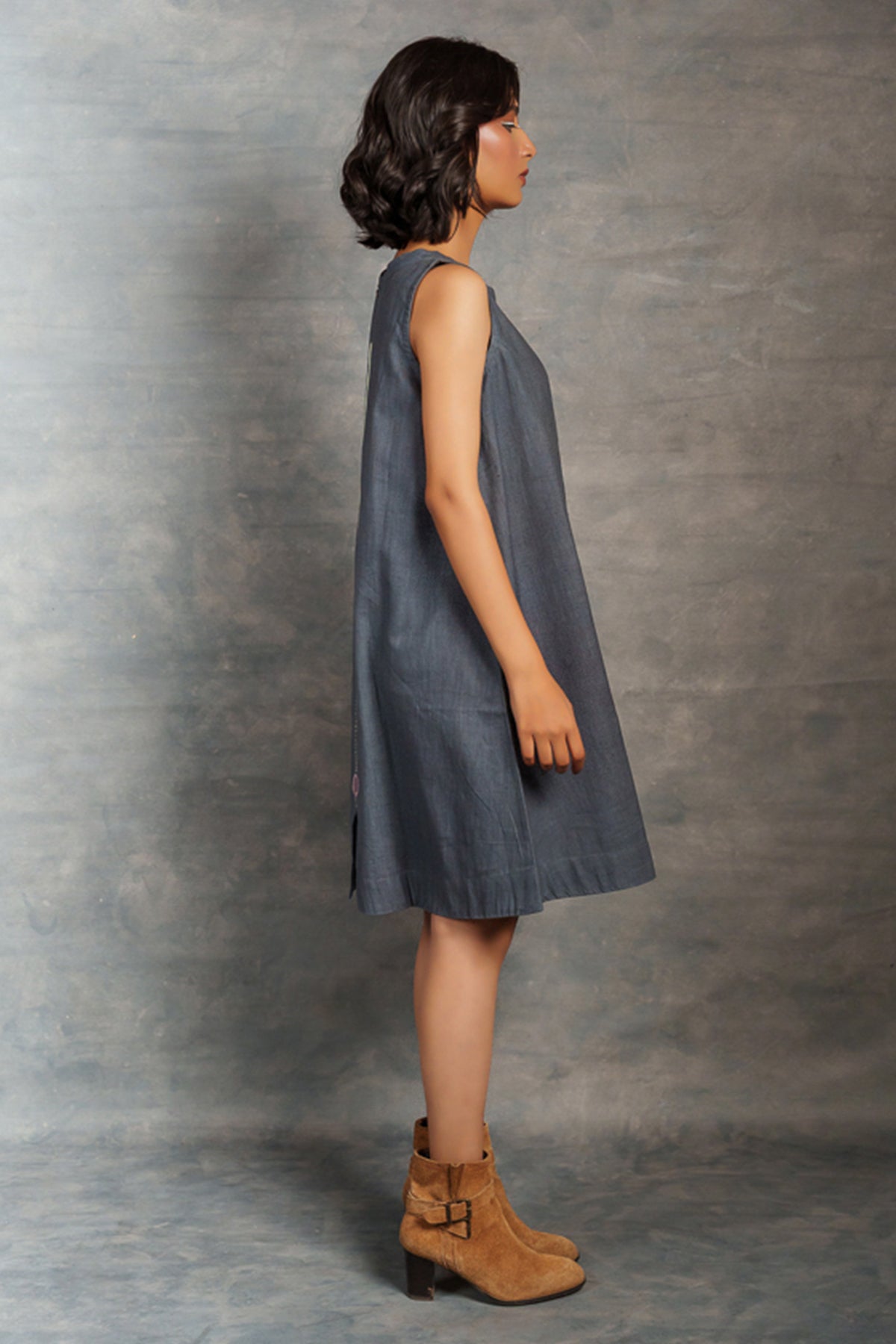 Black Patchwork Pocket Dress