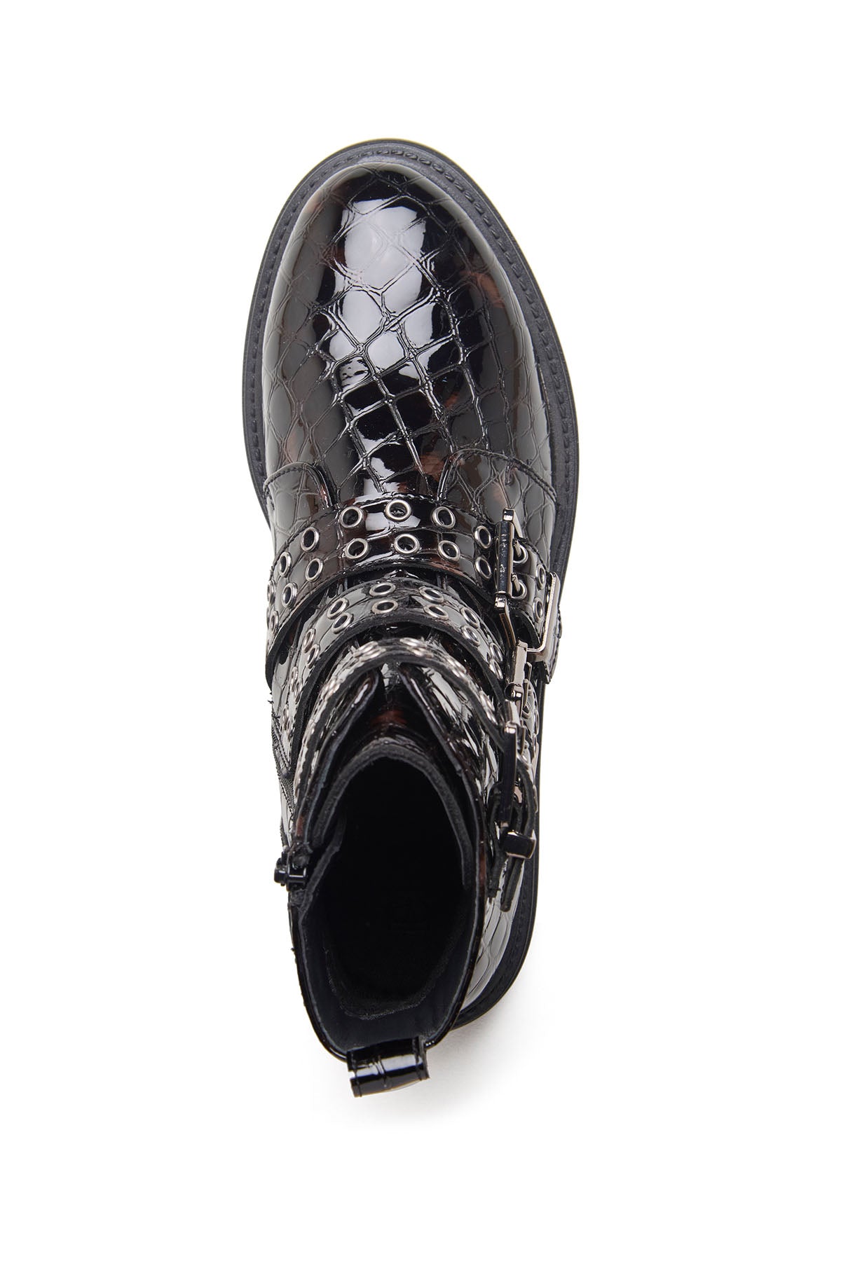 Black Patent Croco Leather Boots