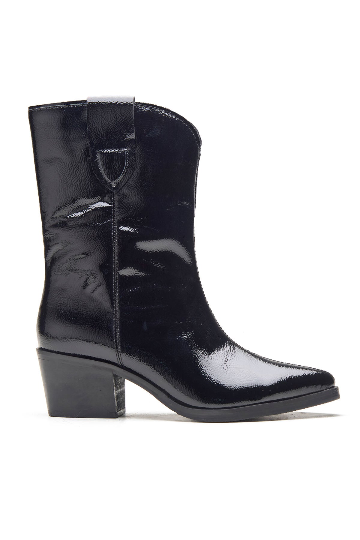 Black Patent Leather Ankle Boots