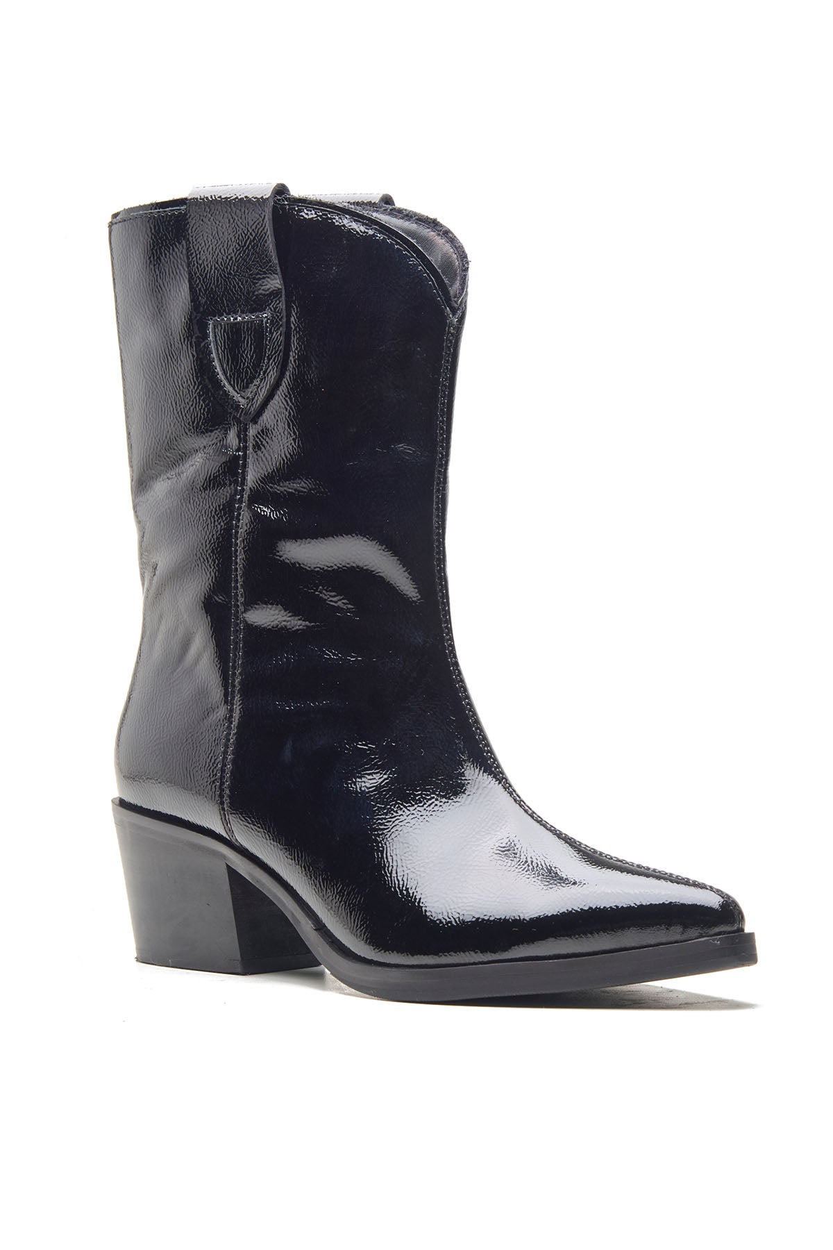 Buy Black Patent Leather Ankle Boots by Dang Shoes for women online at ScrollnShops