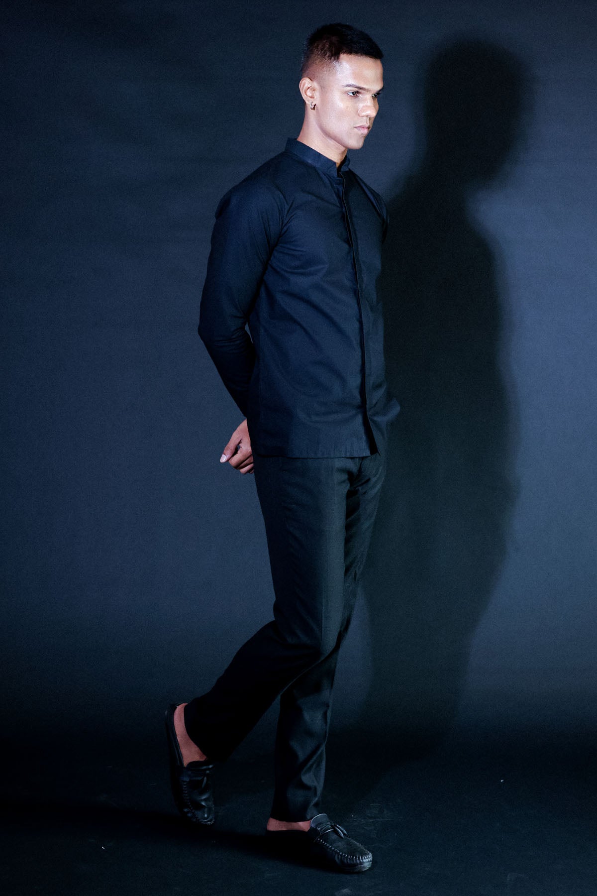 Black Peacock Embroidered Shirt