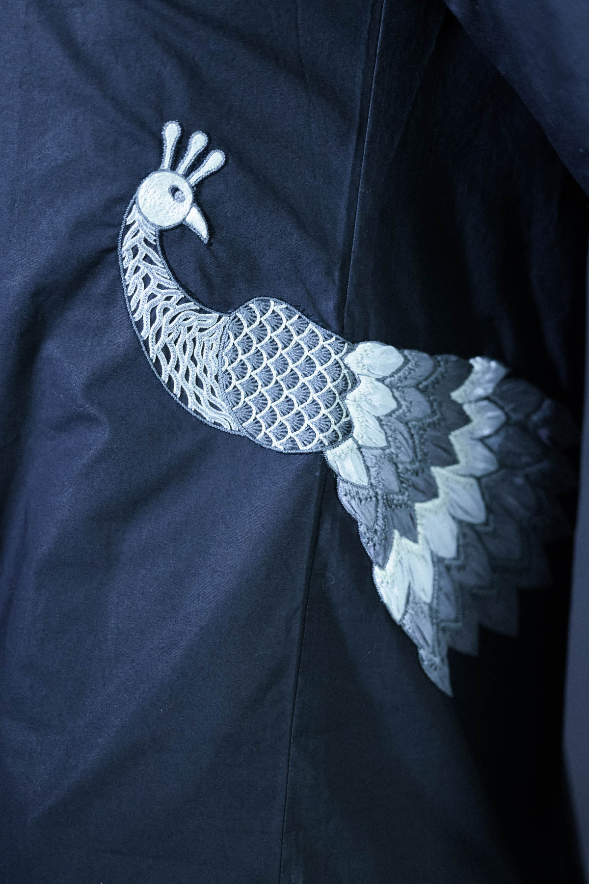 Black Peacock Embroidered Shirt