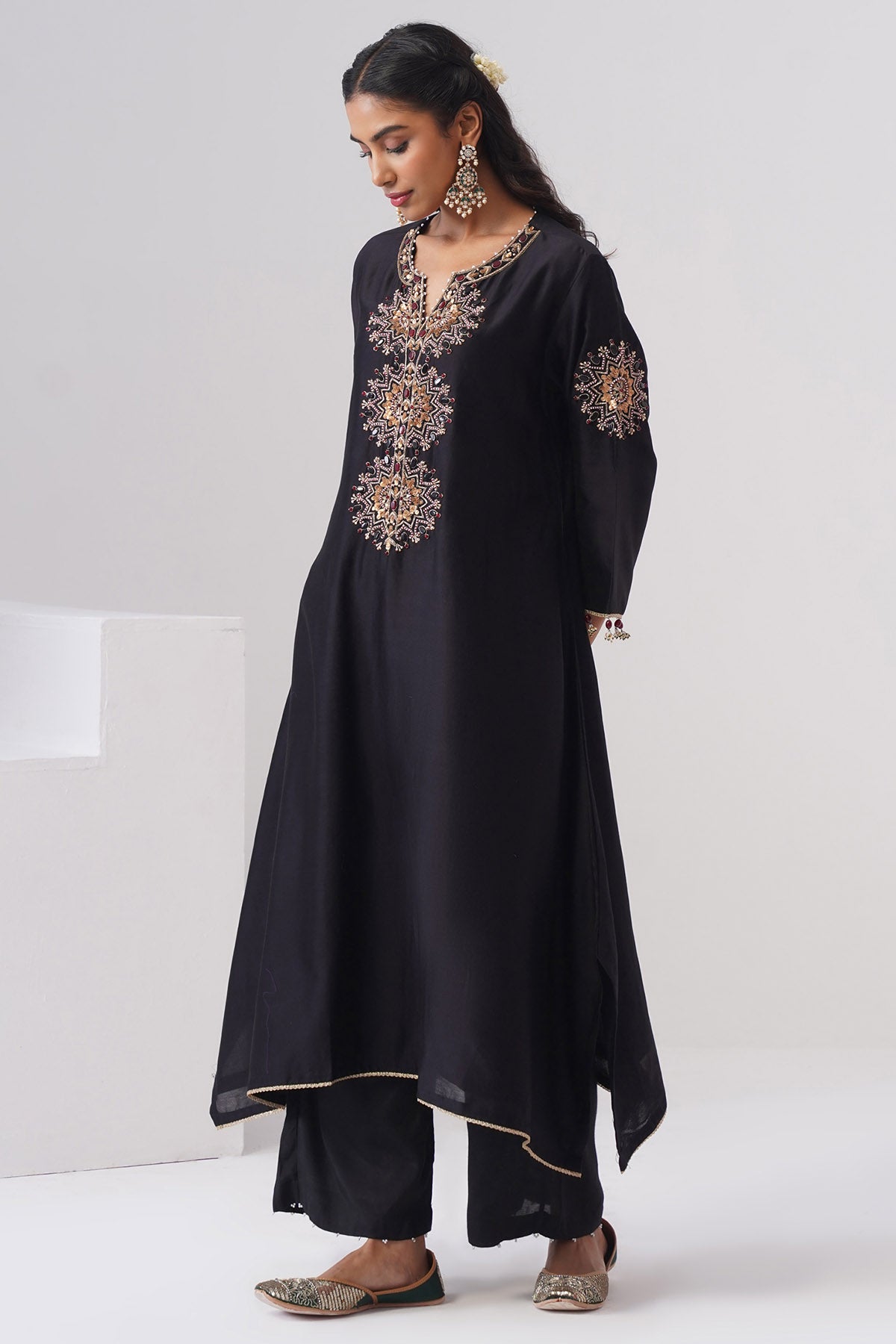 Black Pearl & Zardozi Kurta Set