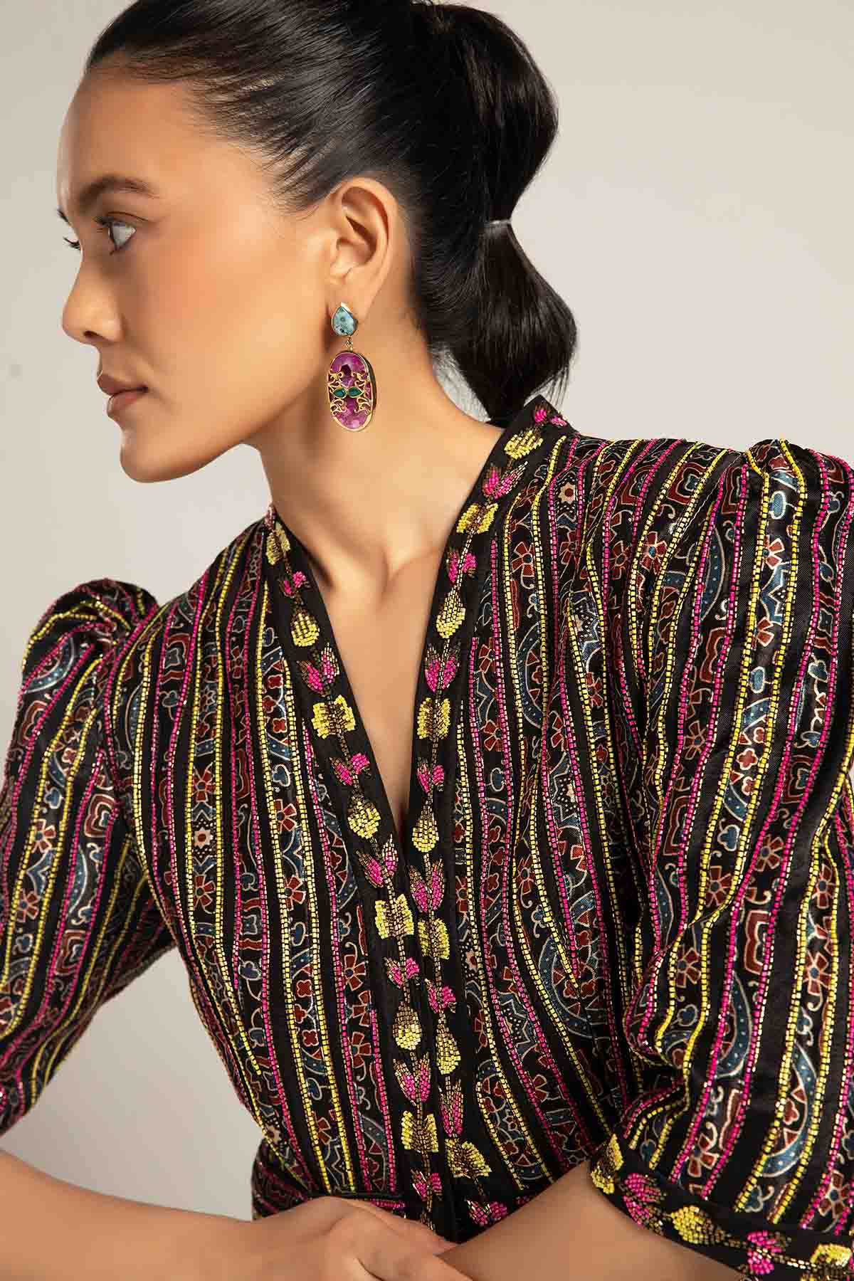 Black Peplum Top & Flare Pants