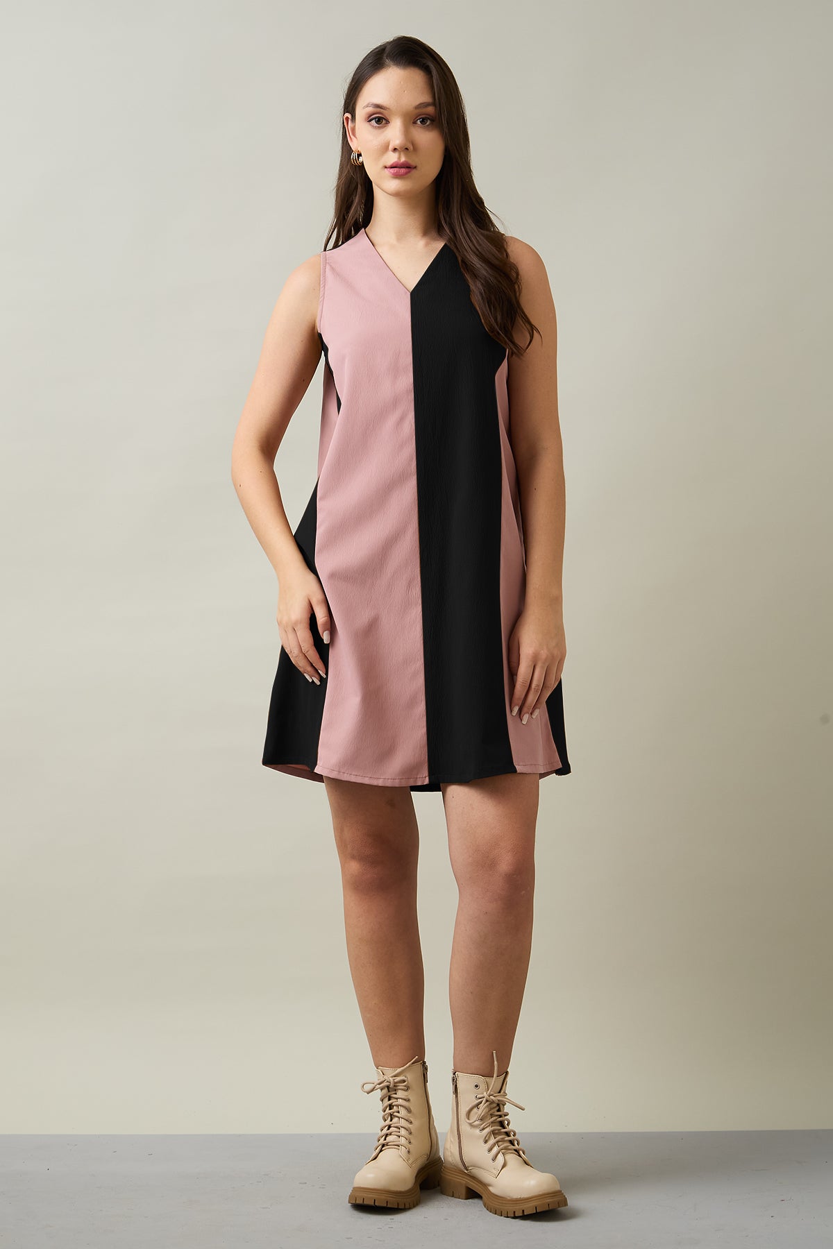 Buy Black & Pink Colourblock Dress for Women by SNEHA B Designer online available at scrollnshops