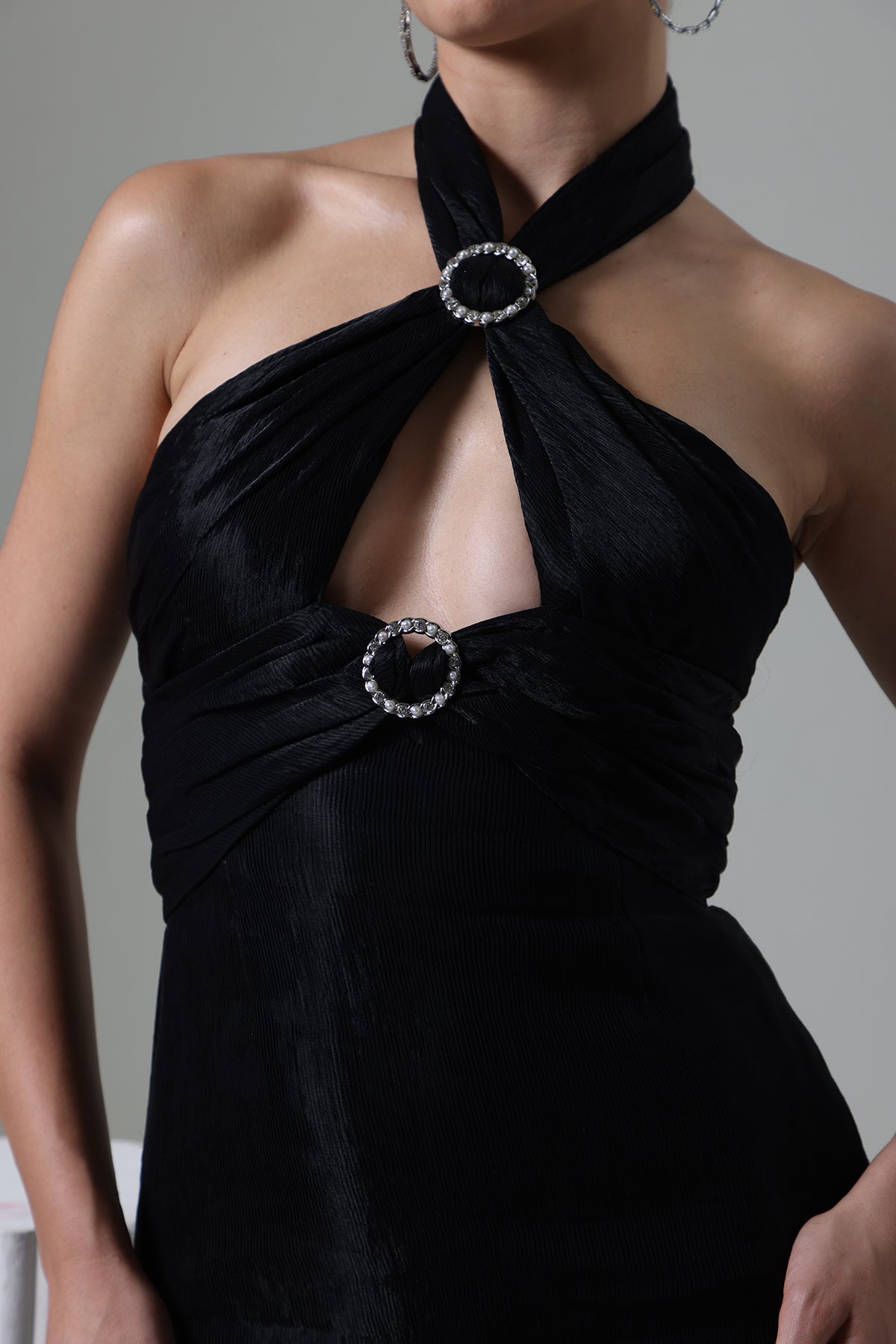 Black Pintuck Georgette Dress