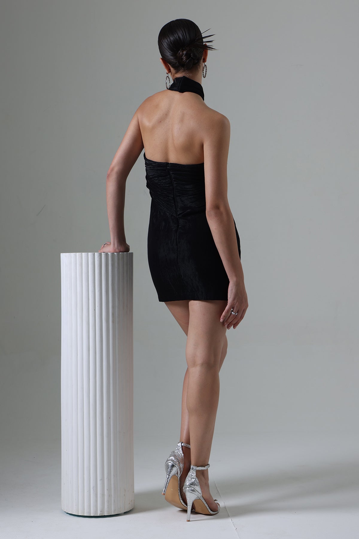 Black Pintuck Georgette Dress