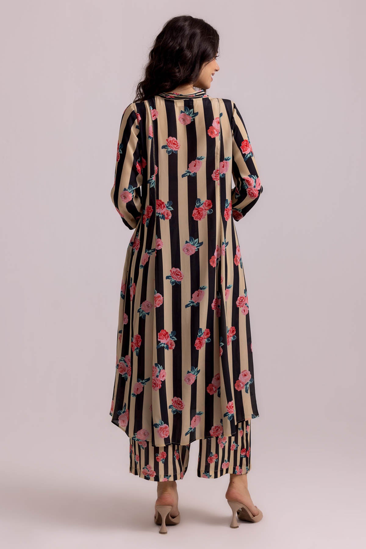 Black Pintuck Neck Palazzo Set