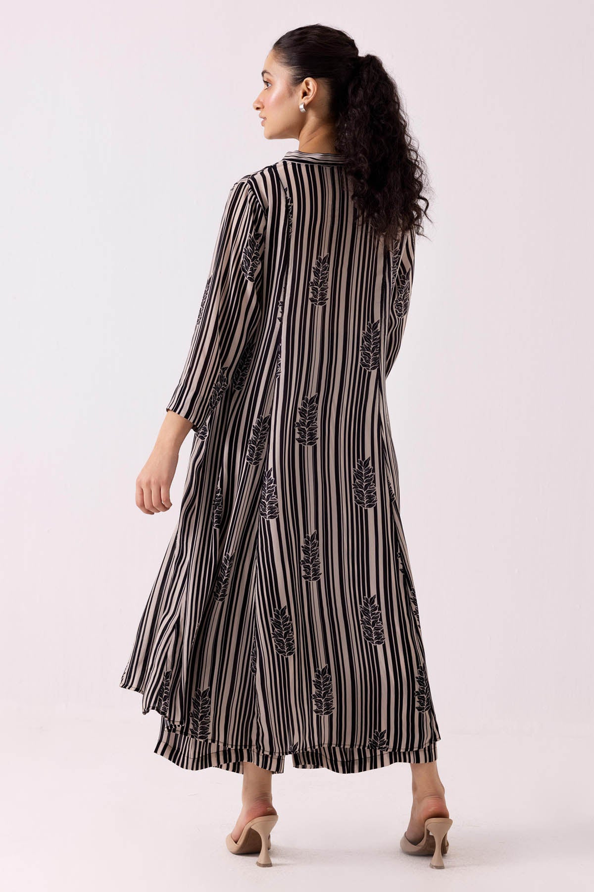 Black Pintuck Print Palazzo Set