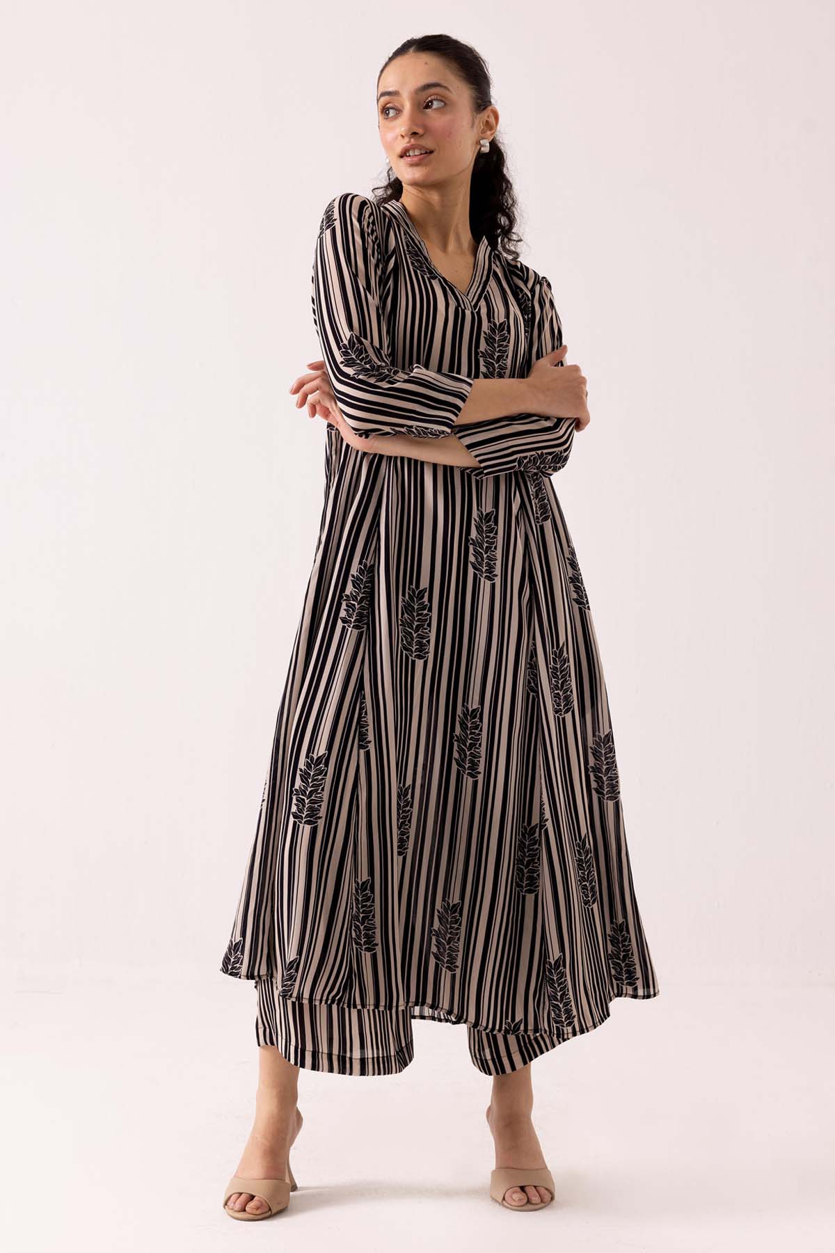 Buy Designer Black Pintuck Print Palazzo Set Online at ScrollnShops