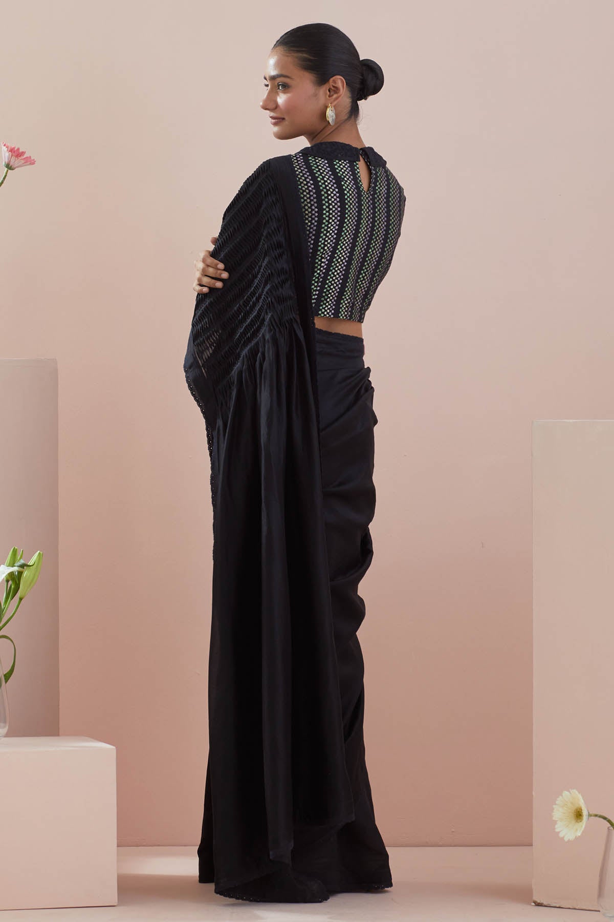 Black Pintuck Saree & Blouse