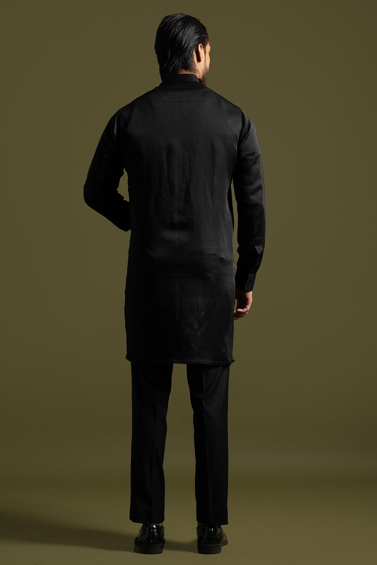 Black Pintucks Kurta And Pants