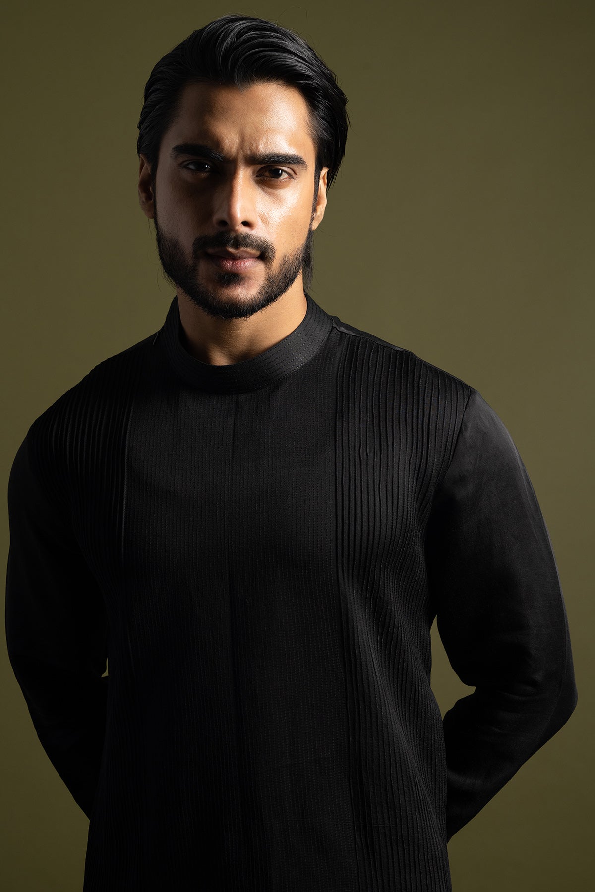 Black Pintucks Kurta And Pants