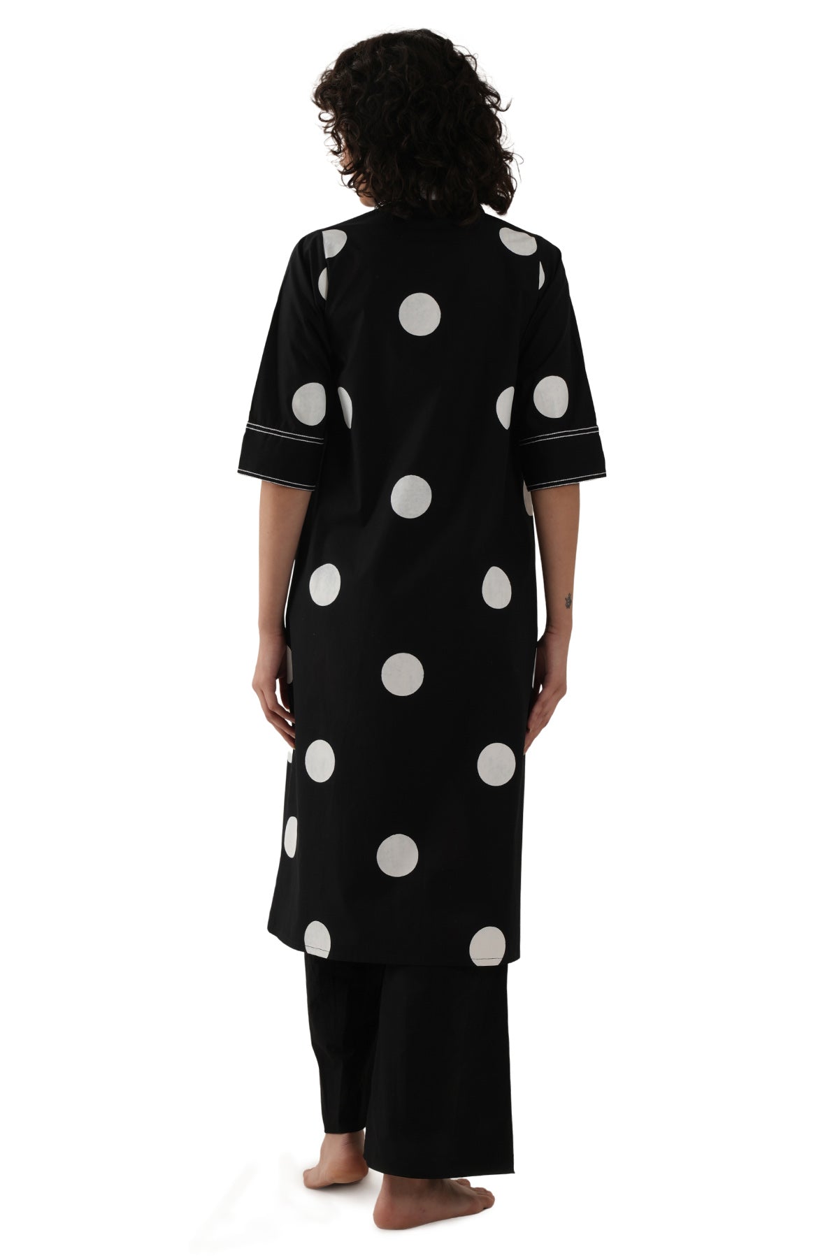Black Polka Print Kurta & Pants