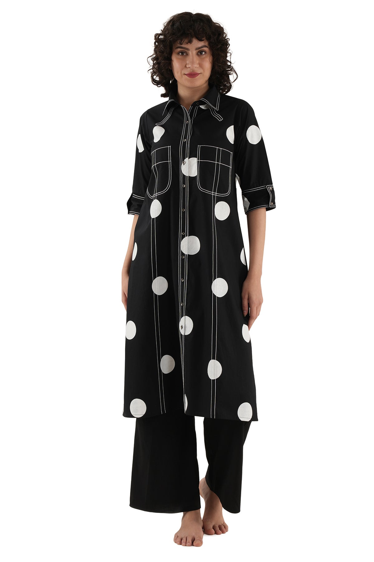 Buy Black Polka Print Kurta & Pants for women by Khat Clothing online available at scrollnshops
