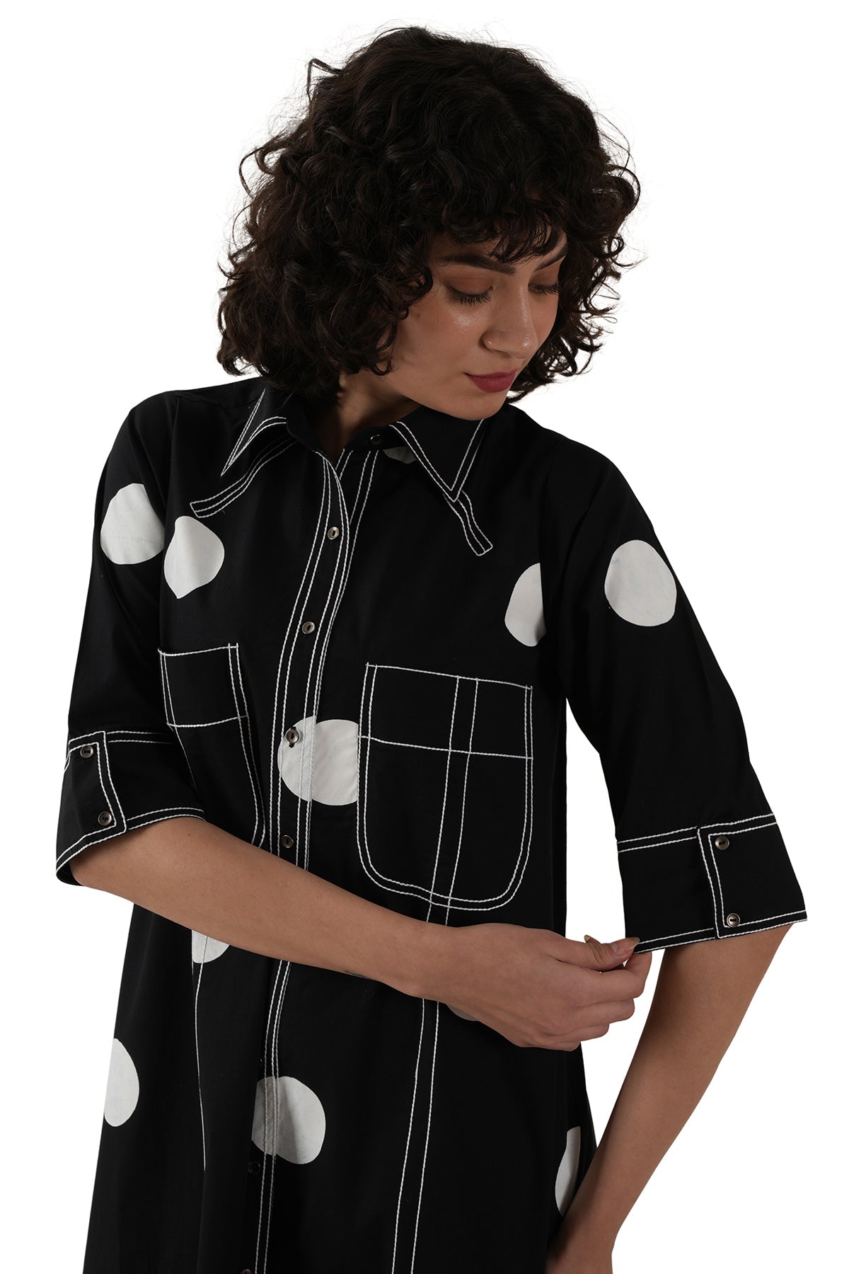 Black Polka Print Kurta & Pants