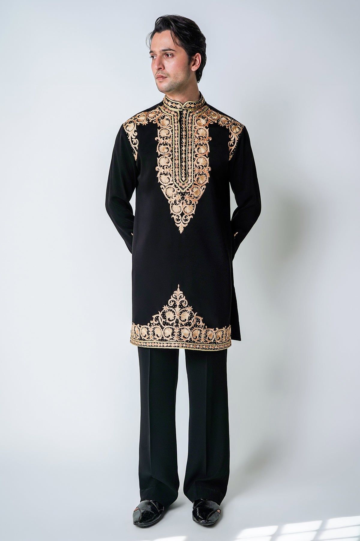 Buy Black Polynosic Kurta & Pants for men by House of Sheriff online available at scrollnshops