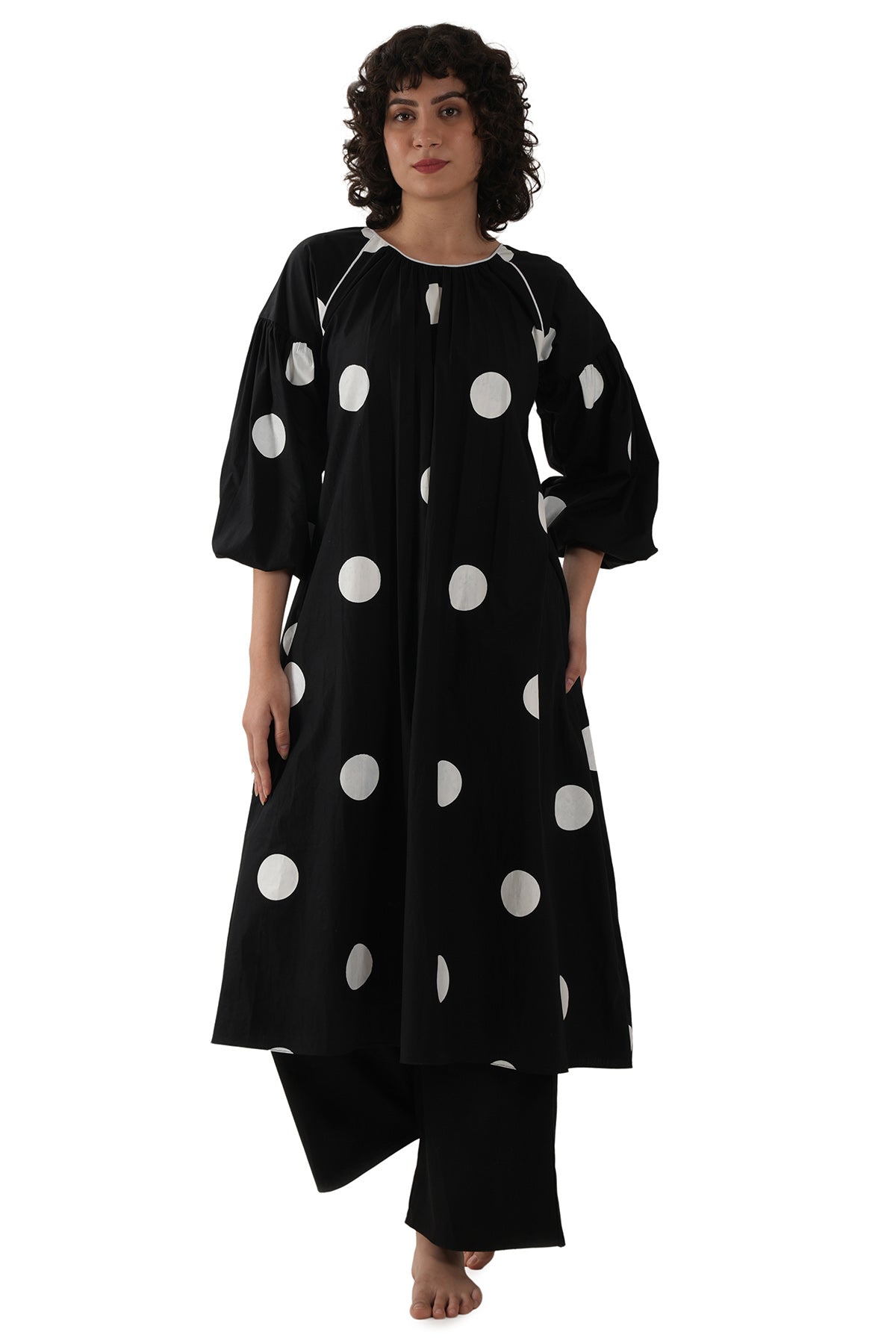 Black Poplin Cotton Kurta Pants