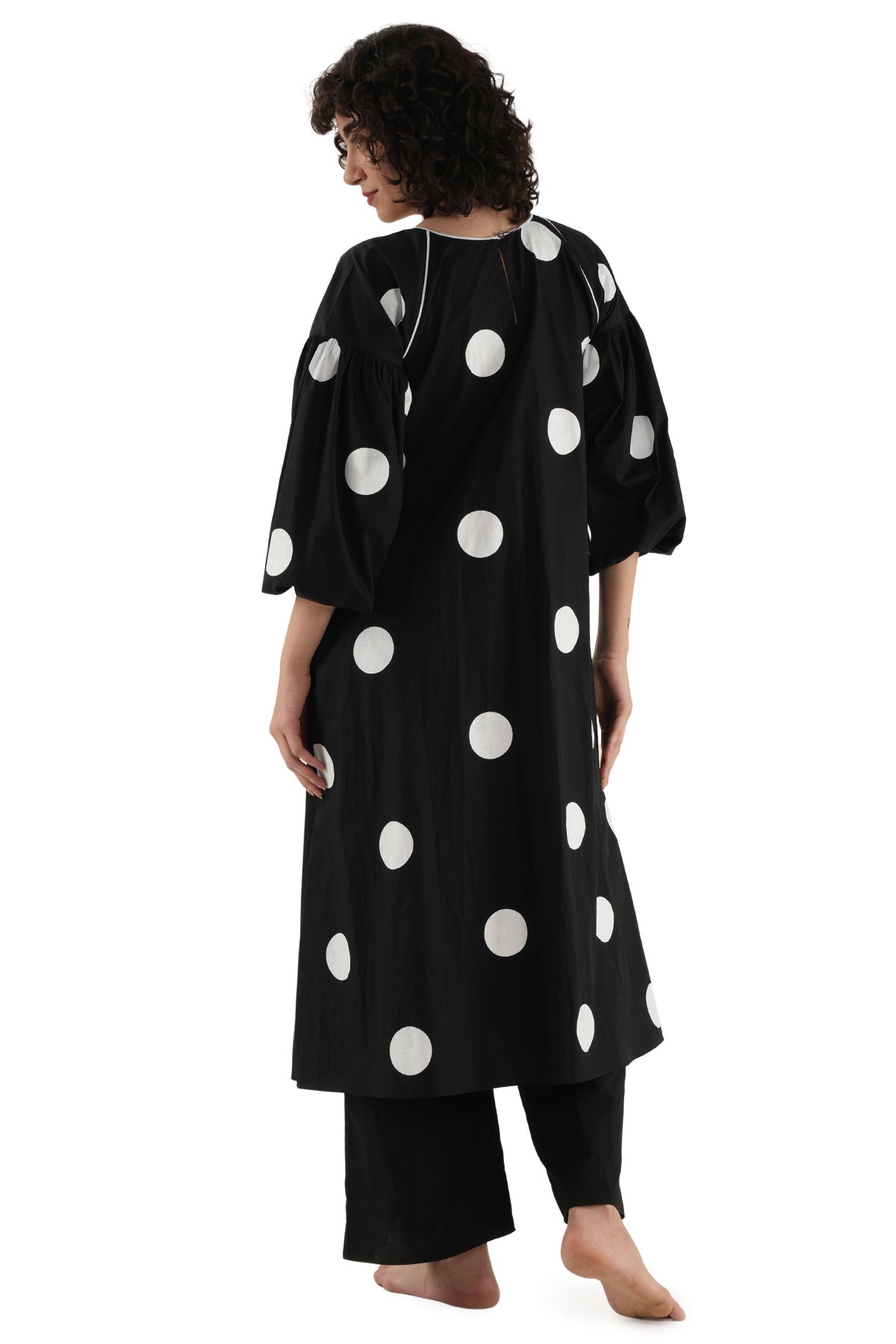 Black Poplin Cotton Kurta Pants