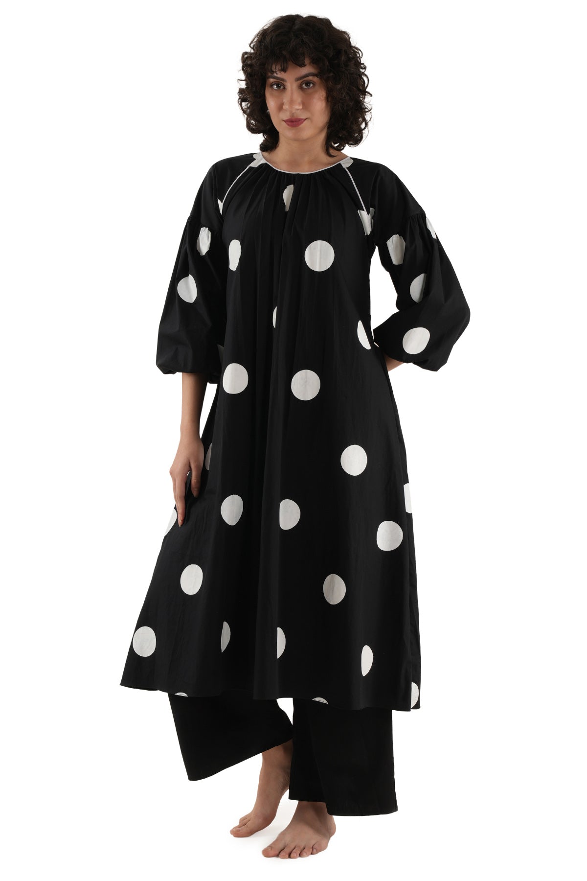 Black Poplin Cotton Kurta Pants