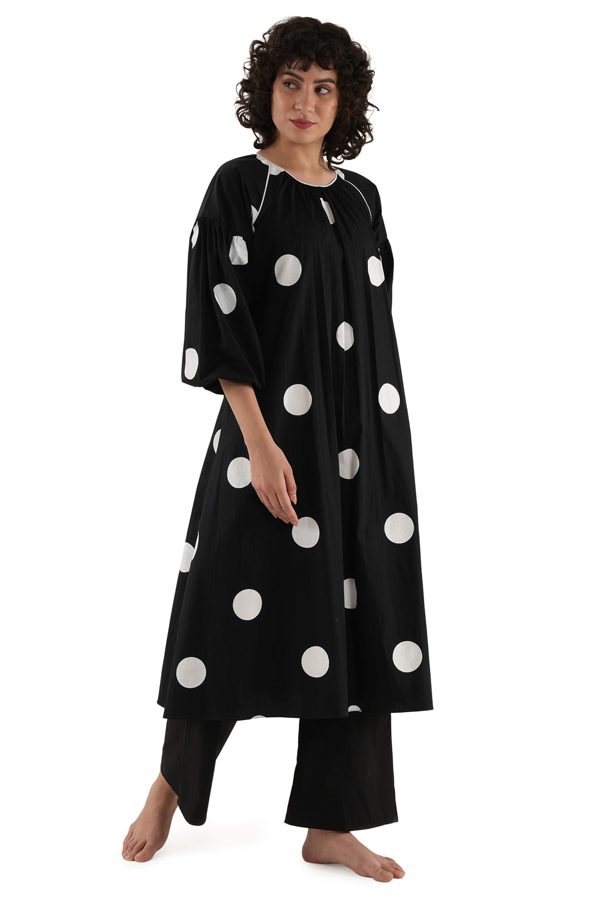 Black Poplin Cotton Kurta Pants