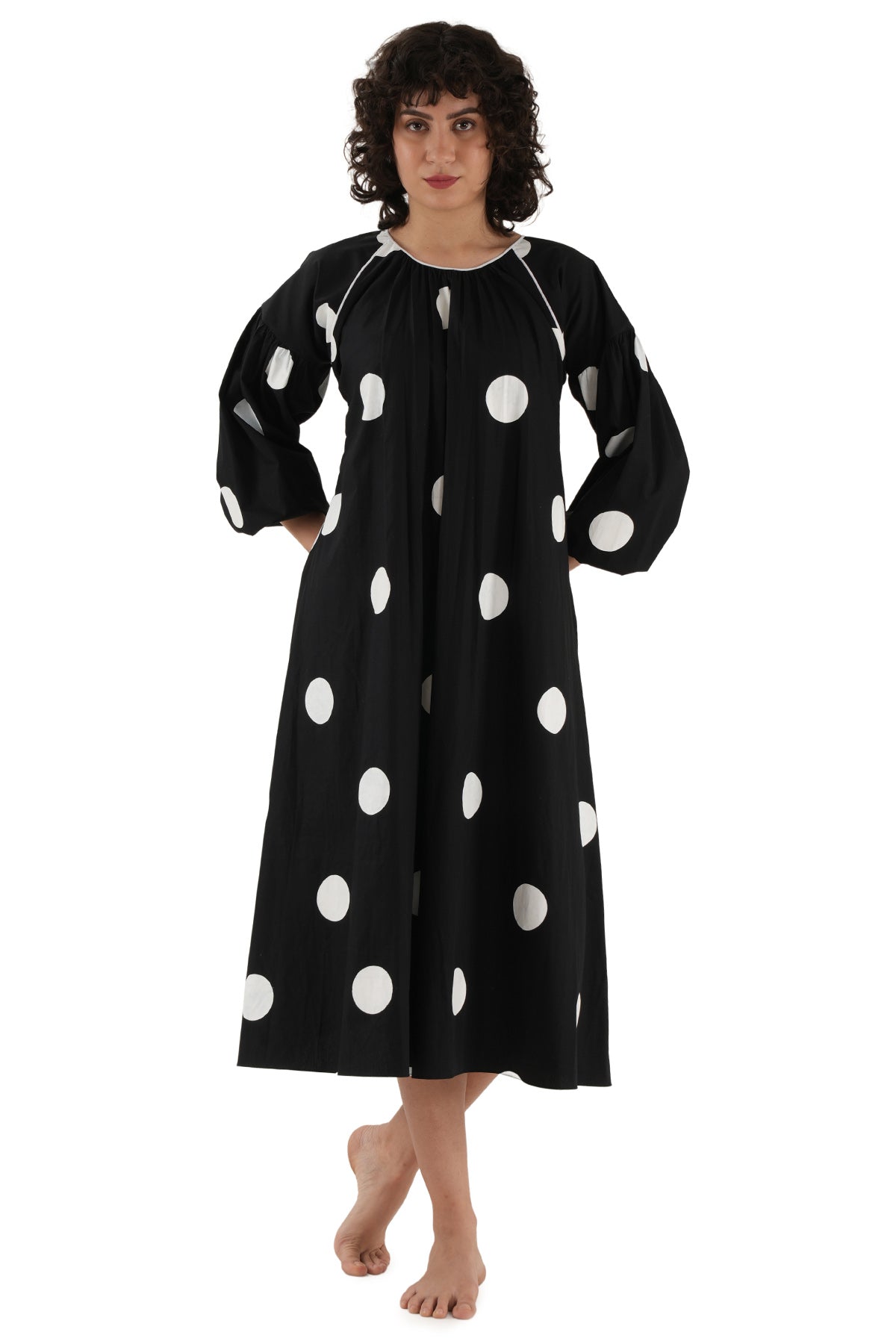 Buy Black Poplin Cotton Midi Dress for women by Khat Clothing online available at scrollnshops