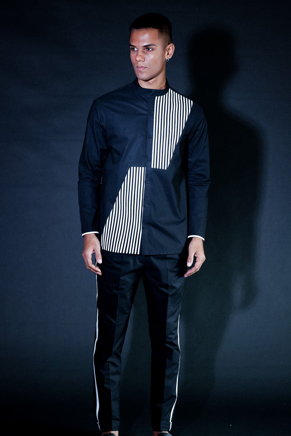 Arya Giri Black Poplin Stripe Co-ord Set for men online at ScrollnShops