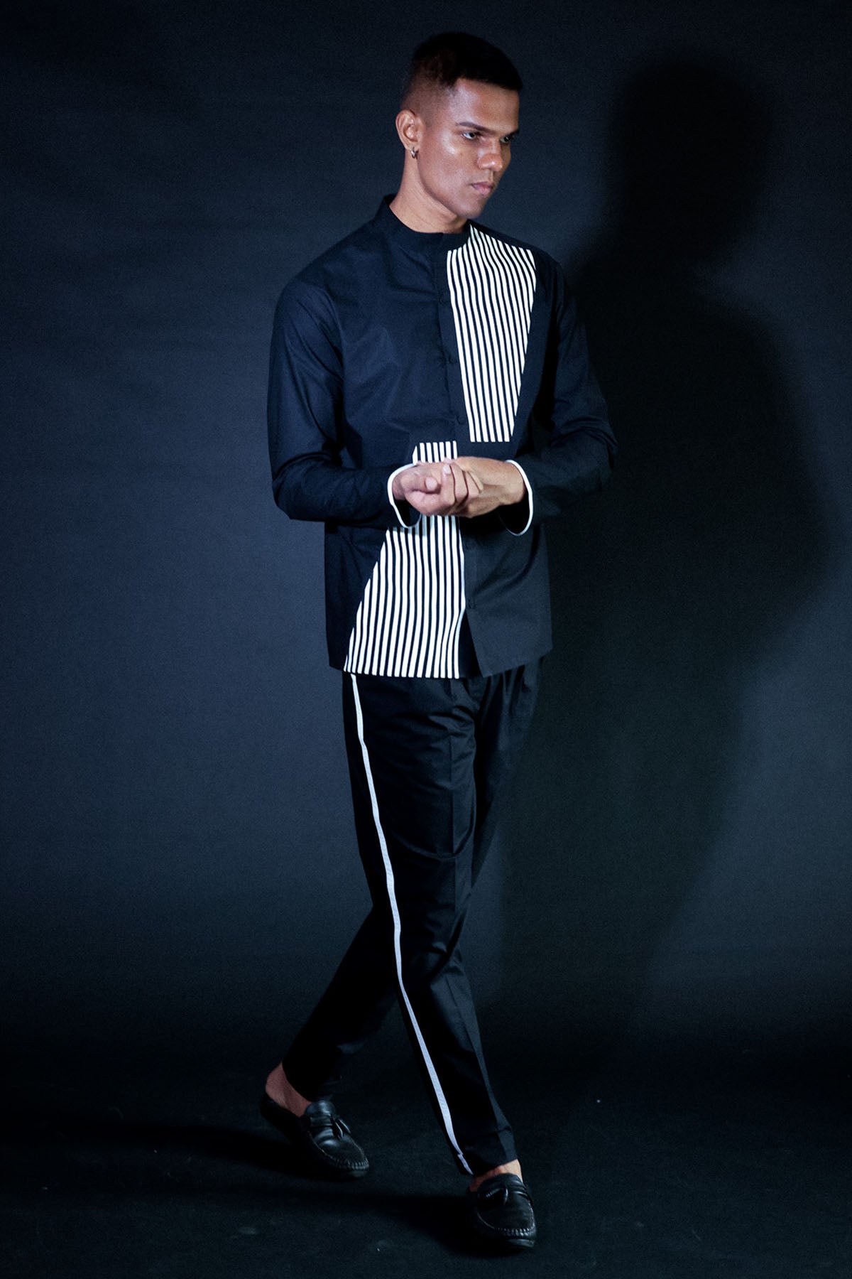 Black Poplin Stripe Co-ord Set