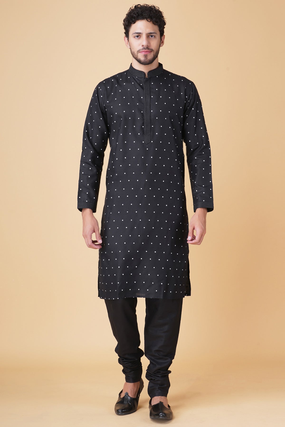 Buy Black Print Ruby Silk Kurta Set by Manish Nagdeo for Men online at ScrollnShops