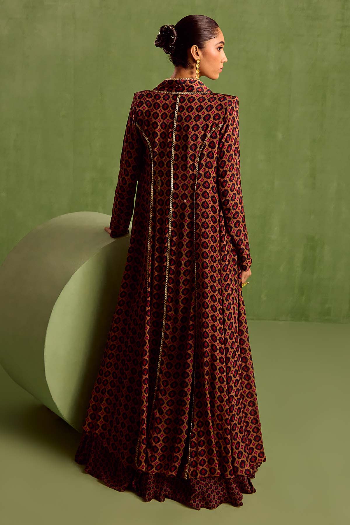 Black Print Sharara Set & Cape