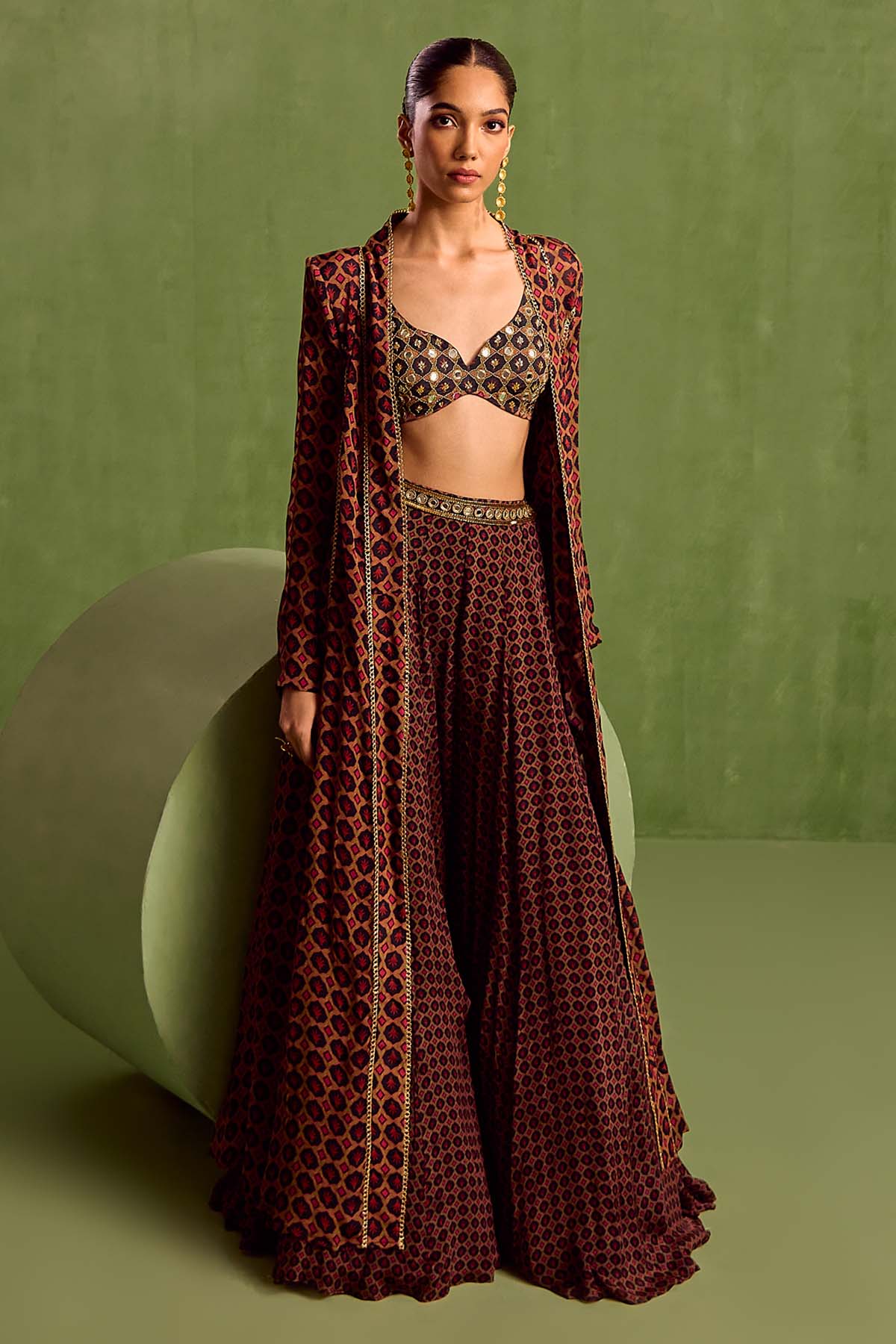 Designer Neha Khullar Black Print Sharara Set & Cape for Women Online