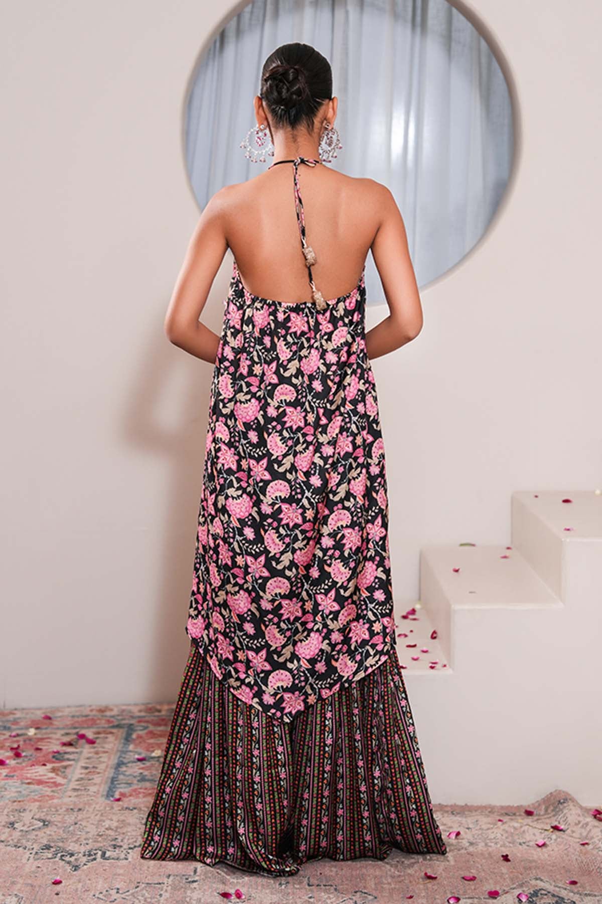Black Printed Backless Kurta